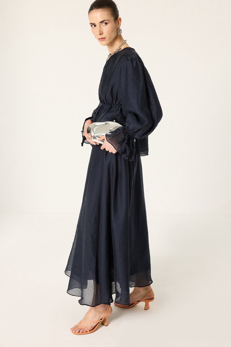Touché Privé - Set van tuniek met vetersluiting en rok - Marineblauw - Dames