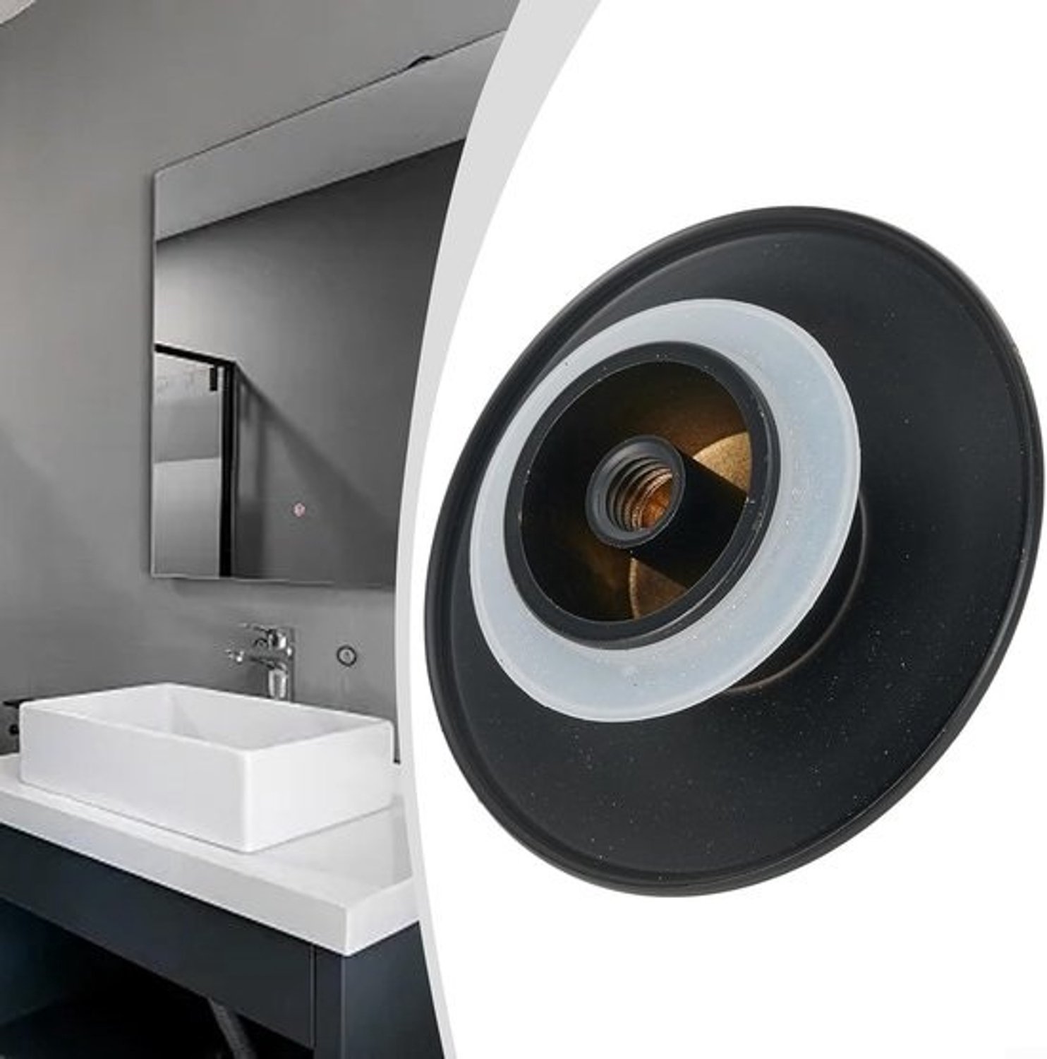 Afvoerplug voor wastafel - Gootsteenstop - Badkamer en keuken - Drukknopklikmechanisme - Diameter 66 mm - Mat zwart