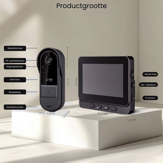 Zolvano® Videodeurbel – Slimme Deurbel Met Camera – Deurbel Camera-Zwart — afbeelding 2