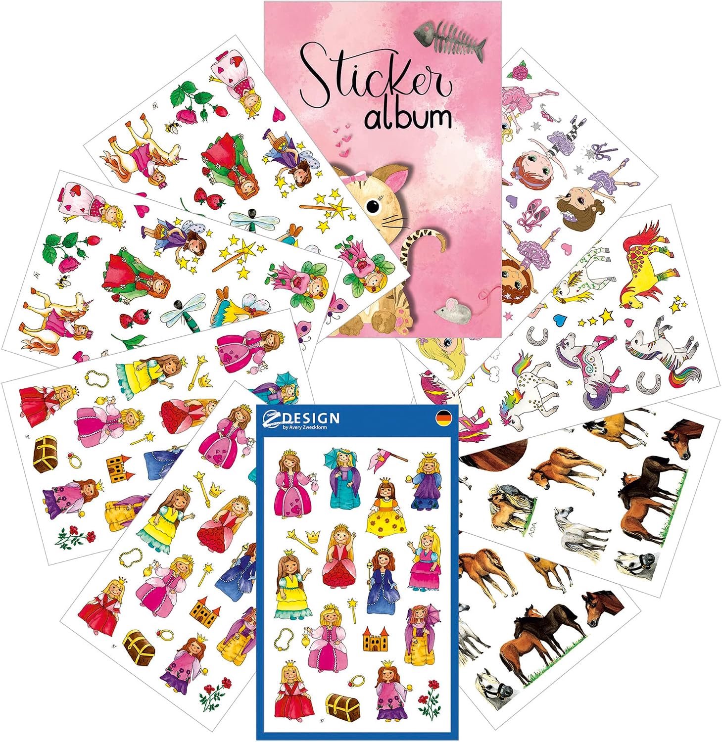 Avery Zweckform 170+ Stickers Meisjes met Plakboek - Cadeau & Knutselen