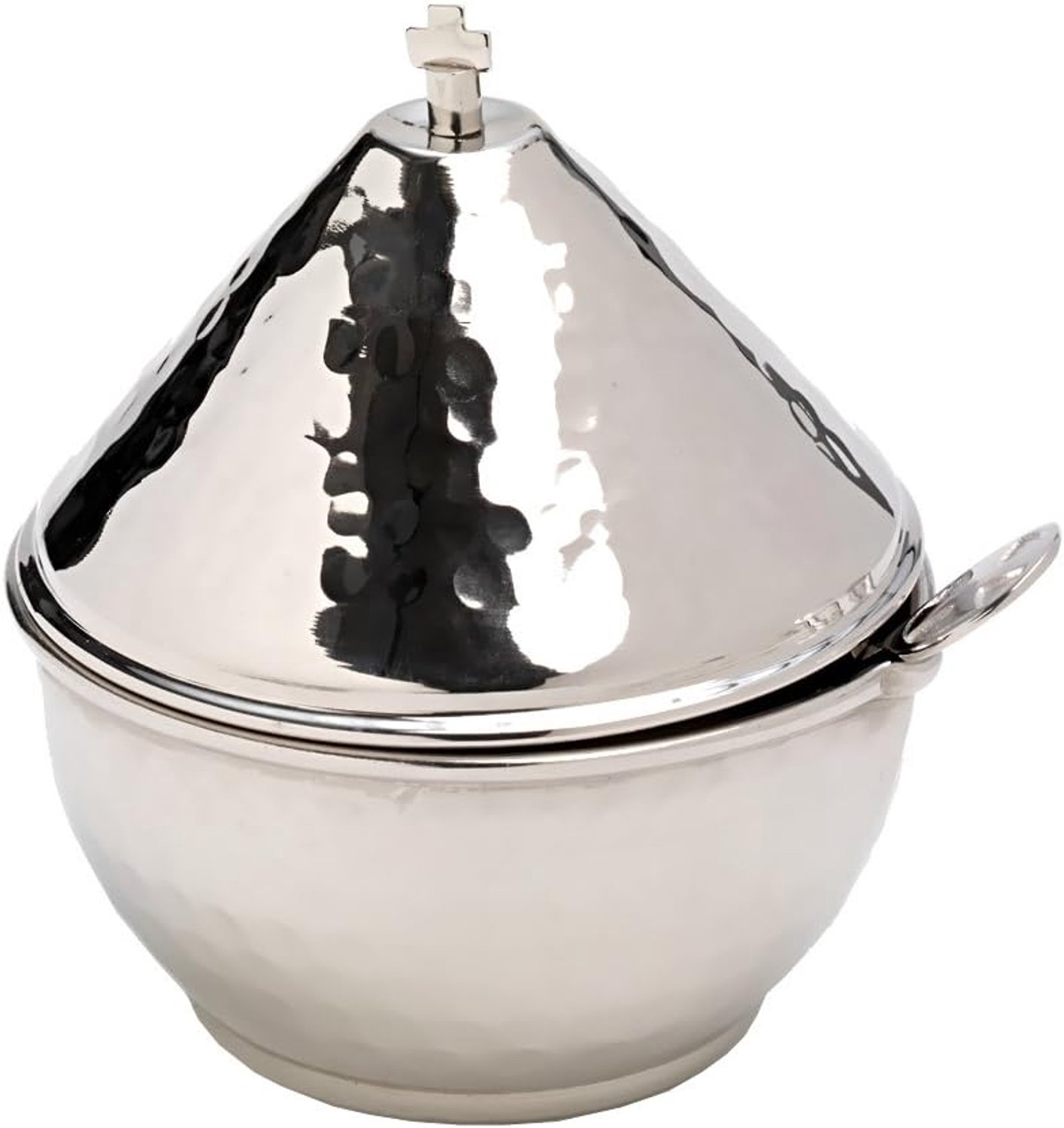 Messing Scheepskruis wierookhouder, 11 cm, zilverkleurig