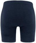 Achterkant van een effen marineblauwe Ceceba boxershort op een neutrale achtergrond.