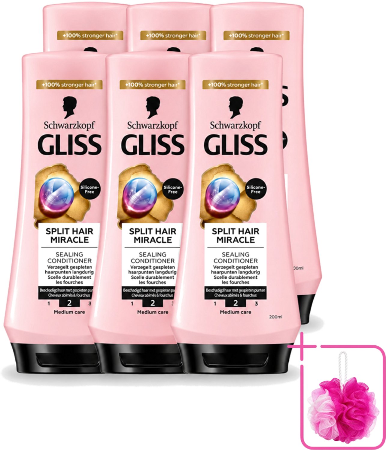 6 x Gliss - Hair Repair - Conditioner Split Hair Miracle tegen Gespleten Haarpunten - 200 ml - Bulkverpakking - Gespleten haarpunten - Douchemop - Haarherstel