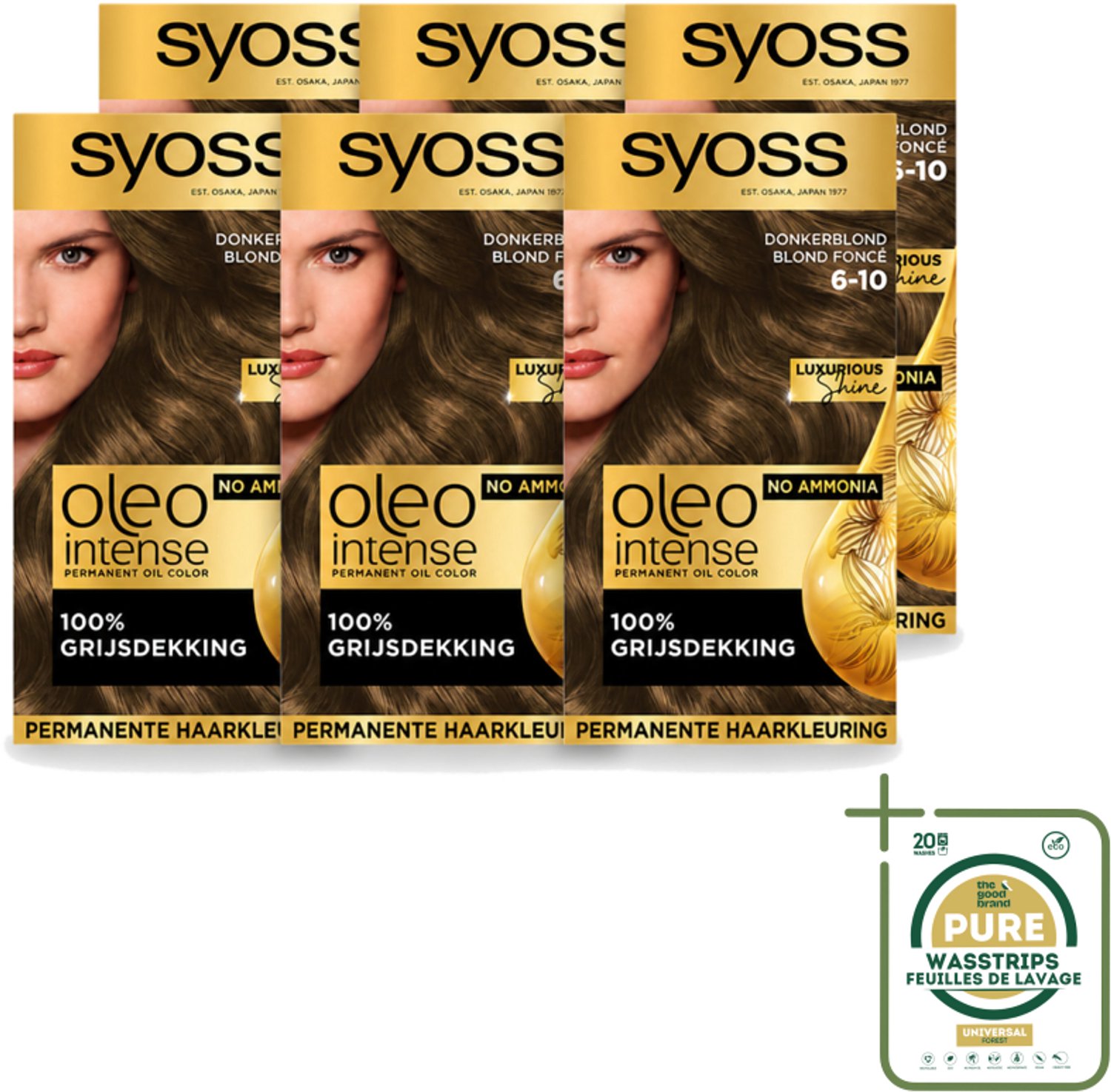 6 x SYOSS - Oleo Intense 6-10 - Haarverf - Permanente Haarkleuring - Donkerblond - Langdurige Kleur - Wasstrips - Haarverf - Haarkleuring - Donkerblond - Permanente Haarkleuring - Zonder Ammoniak