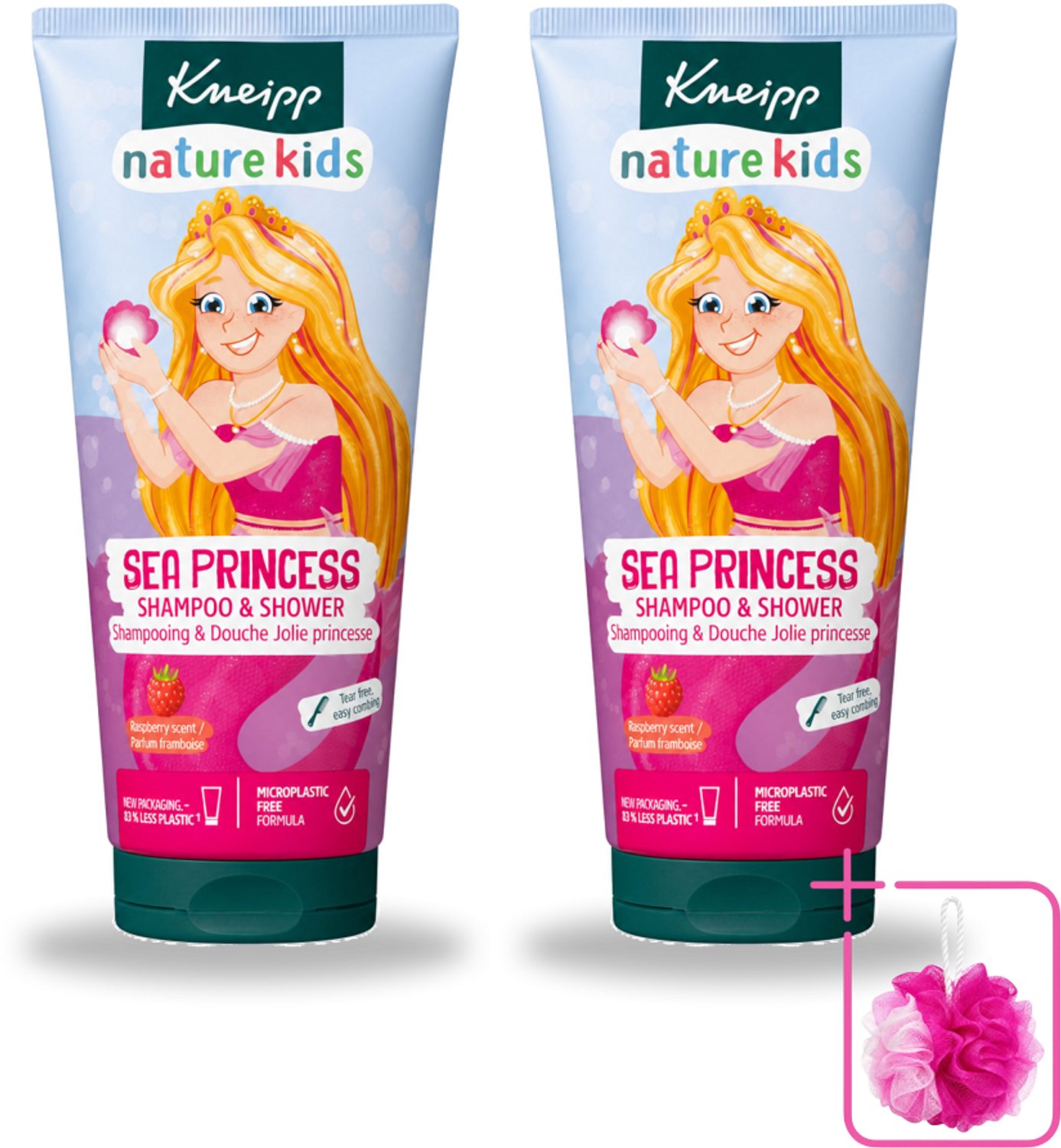 2 x Kneipp - Shampoo & Douche - Prinsessen - 200 ml - Bulkverpakking - Kinderdouchegel - Douchemop - Kinderbad