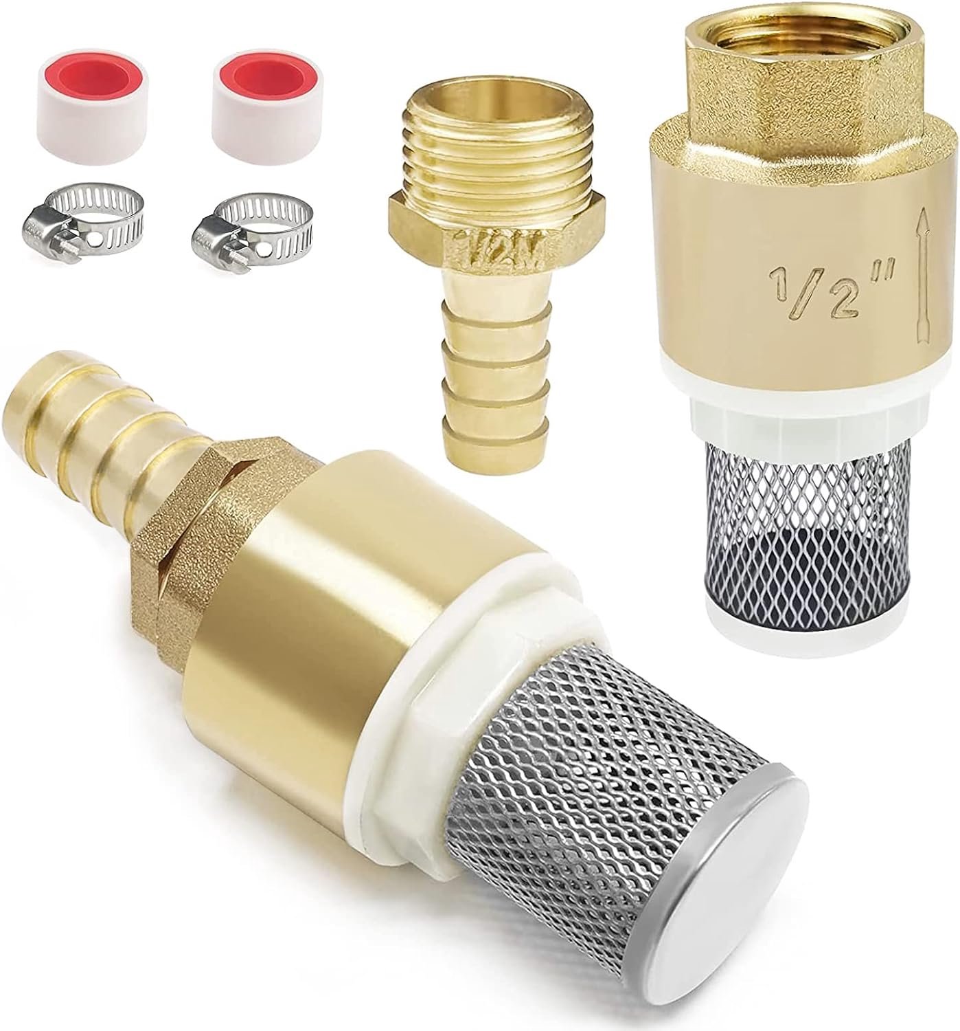 2x Keerkoppeling Messing 1/2" voor Zuigslang, Pomp, Tuin