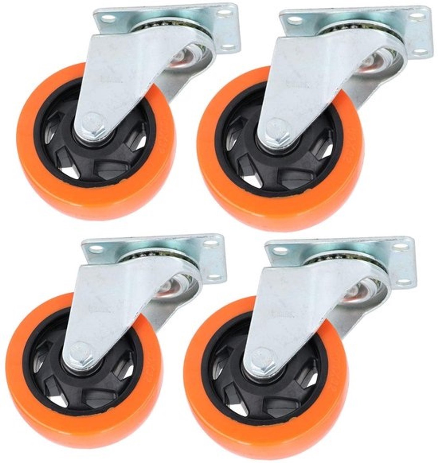 Zwenkwielenset - Wielen met lagers - Voor zware lasten - Dubbele kogellagers - 100mm diameter - Grijs