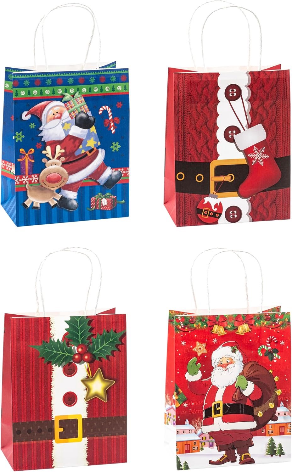 12x Kerst Kraft Papieren Cadeauzakjes Medium (23x18x10cm)