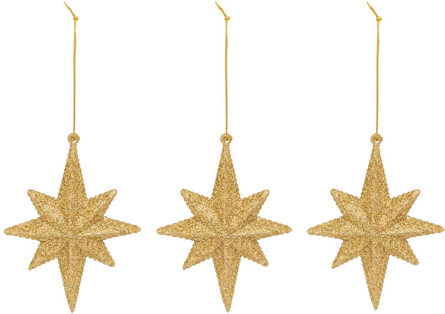 Feeric lights & Christmas Set van 3 gouden plastic kerststerren uit het noorden, 13 cm Doré