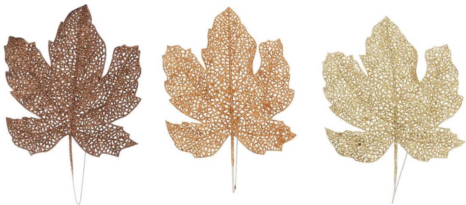 Feeric lights & Christmas Lot de 3 feuilles d'érable de Noël en plastique marron 18 cm Mordoré