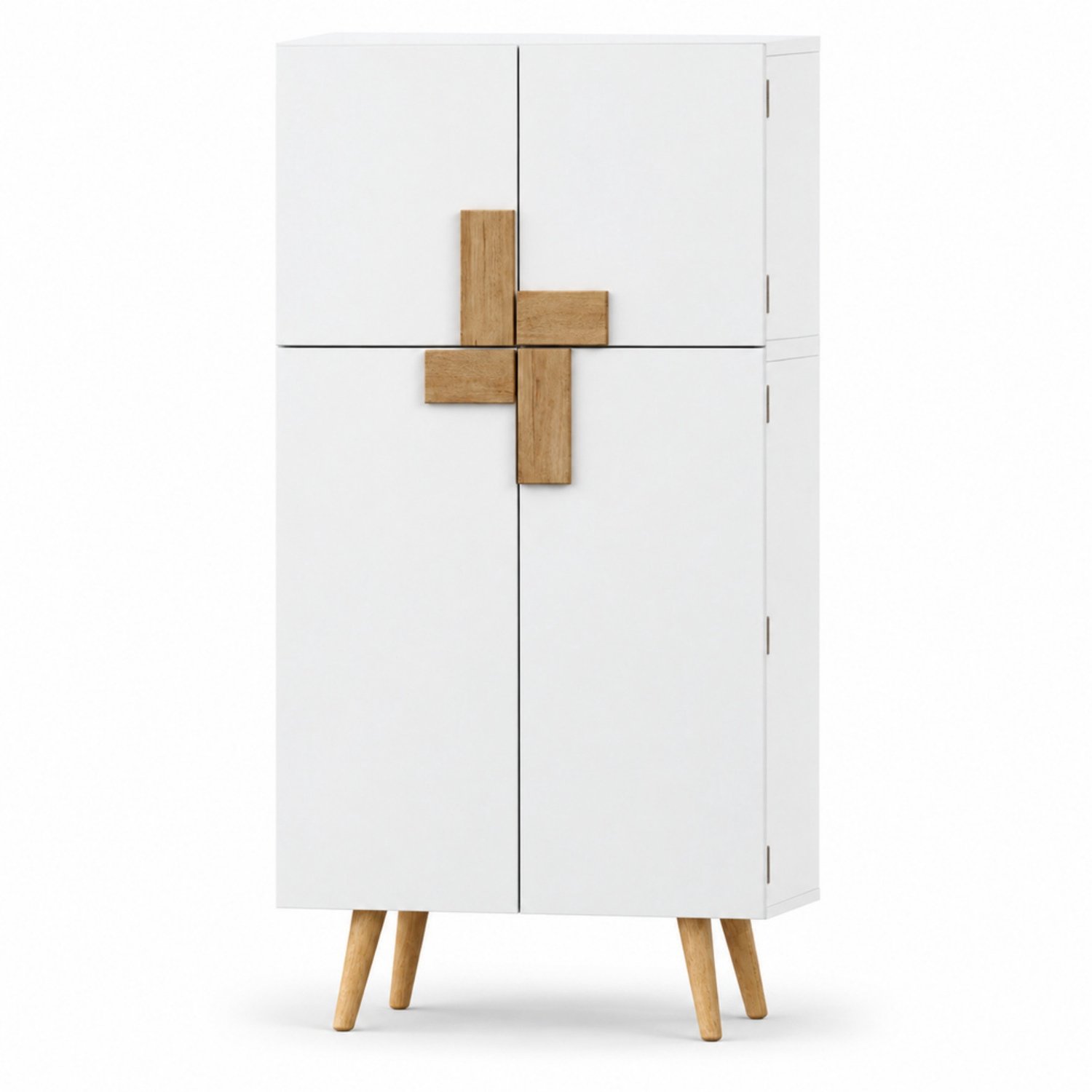 LONG DRAGON – Keukenkast – 4 deuren, deurrekken en verstelbare planken – Wit – 60 × 35 × 120 cm