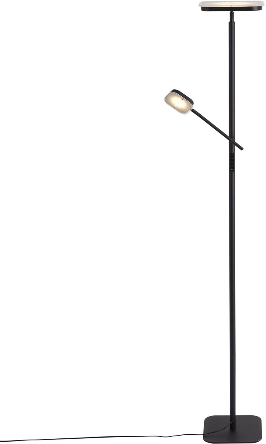 Qazqa led moderne vloerlamp - Divana - zwart, incl. 5W geintegreerde led, 3000K - 6500K, dimbaar, 2-lichts, 190cm, ideaal als woonkamer lamp