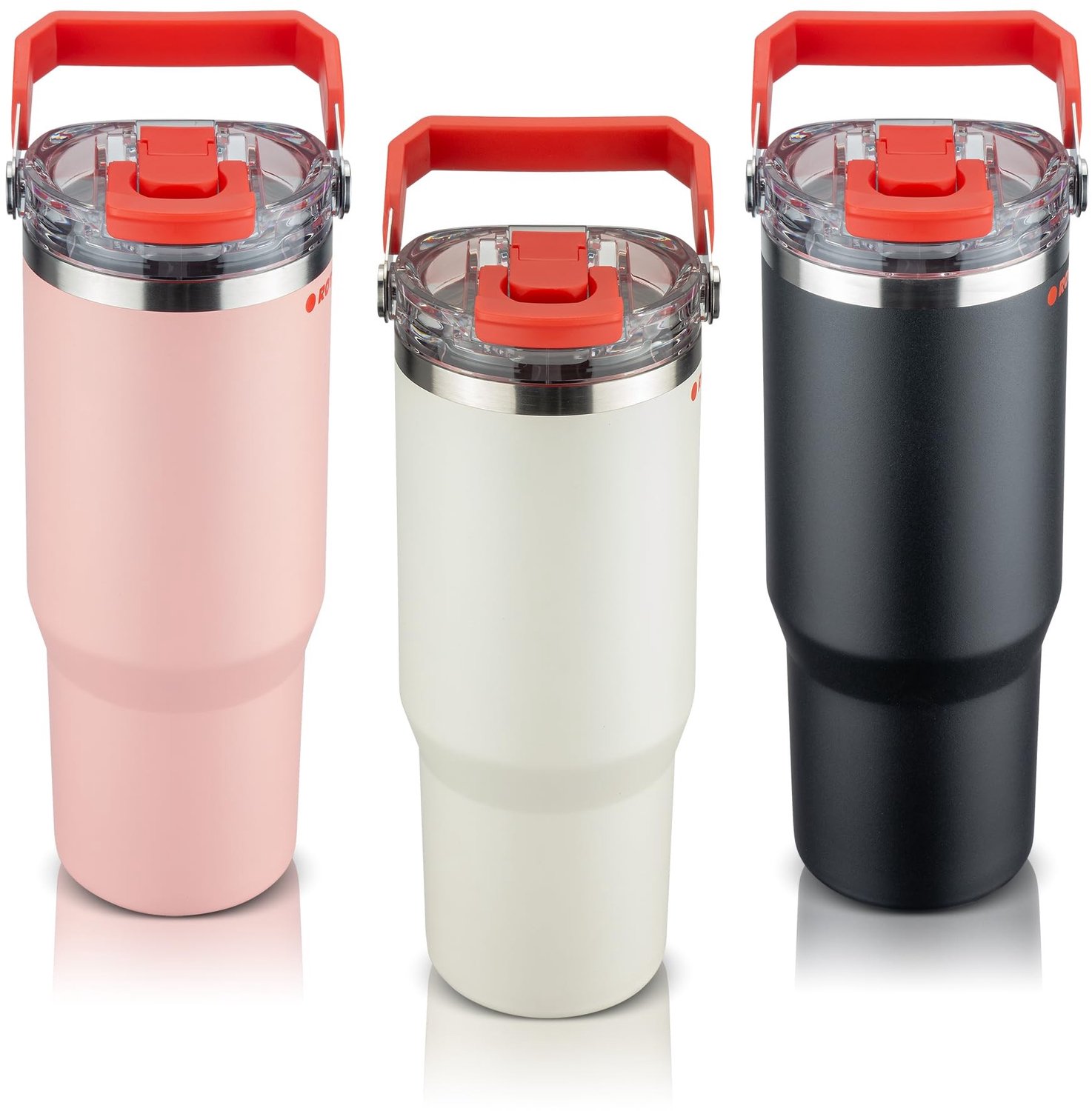 Stainless Steel Insulated Tumbler 0.9 L - Met Rietje en Dubbele Drinkopeningen - Wit