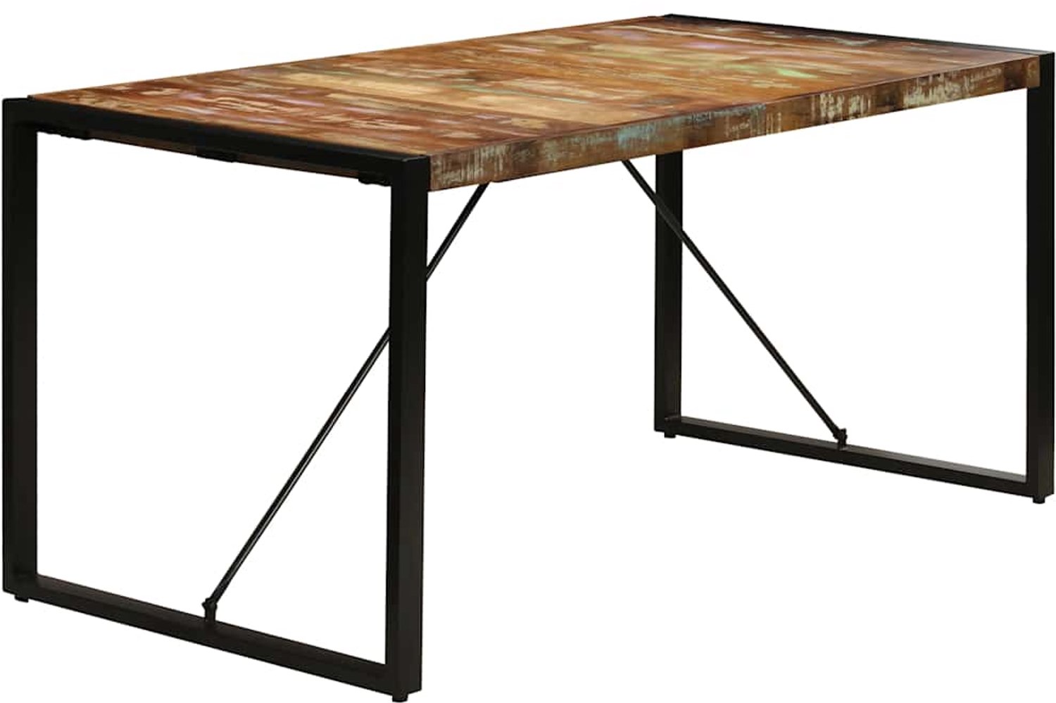 vidaXL Eettafel - 160x80x75 - cm - massief - gerecycled - hout Zwart