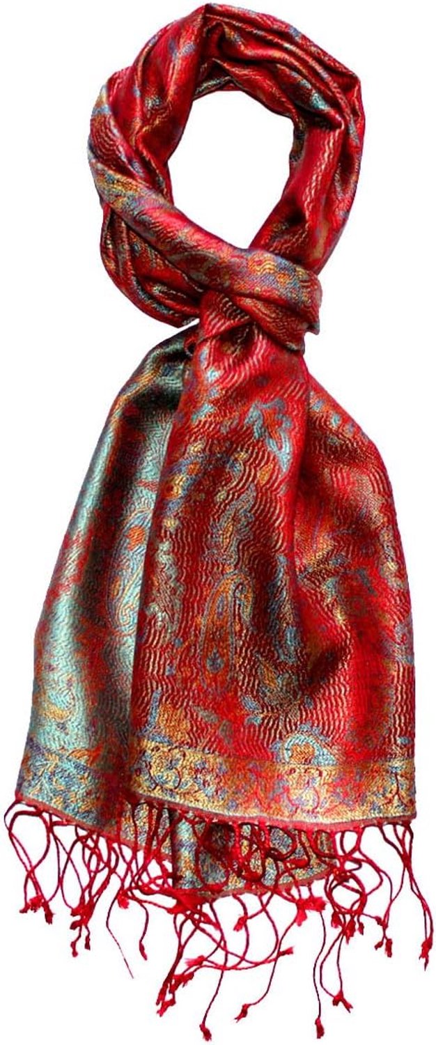 Zijden Sjaal Heren - Jacquard Geweven Paisley Patroon - Rood