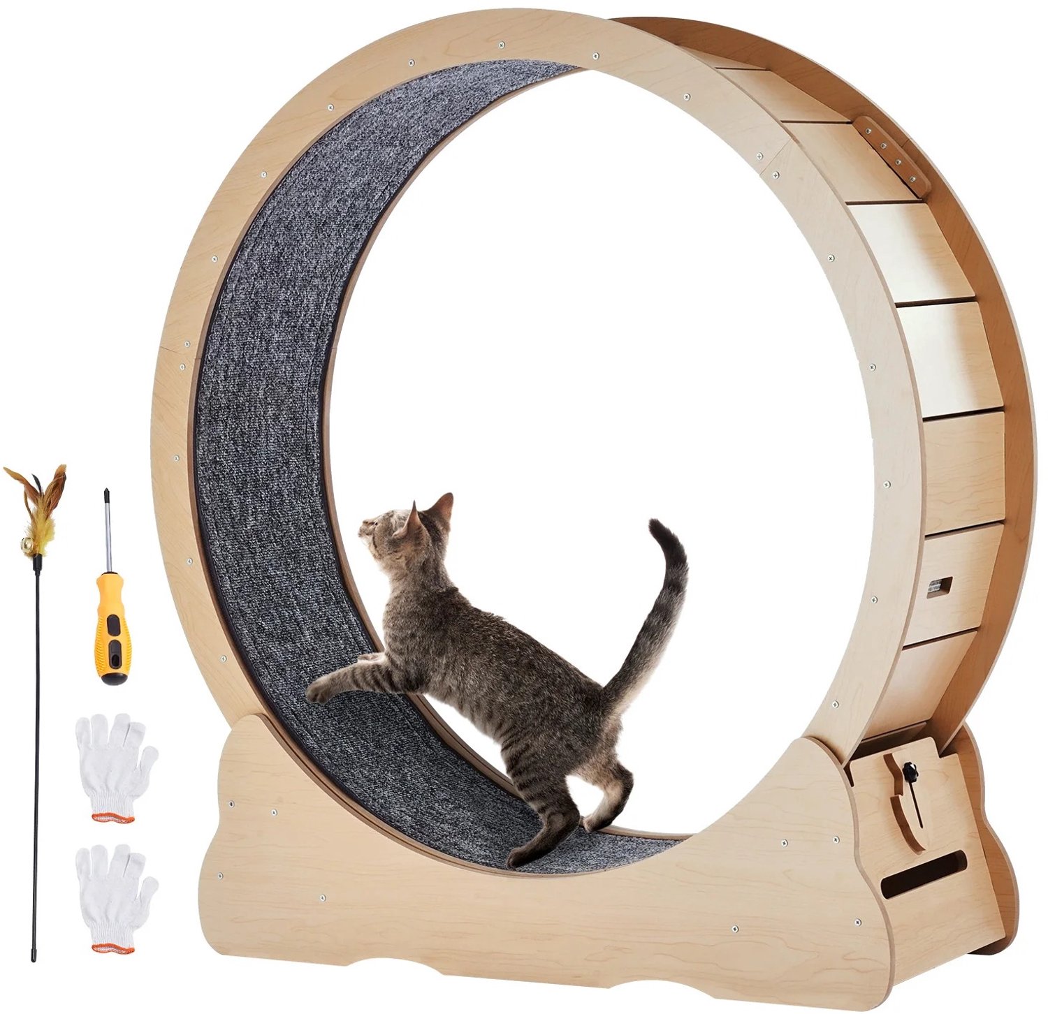 Tremeo Katten Loopwiel - Voor kleinere kat - 4kg - Stil model - Compact formaat van 75cm - Kattenspeelgoed - Loopwiel - Kattenwiel