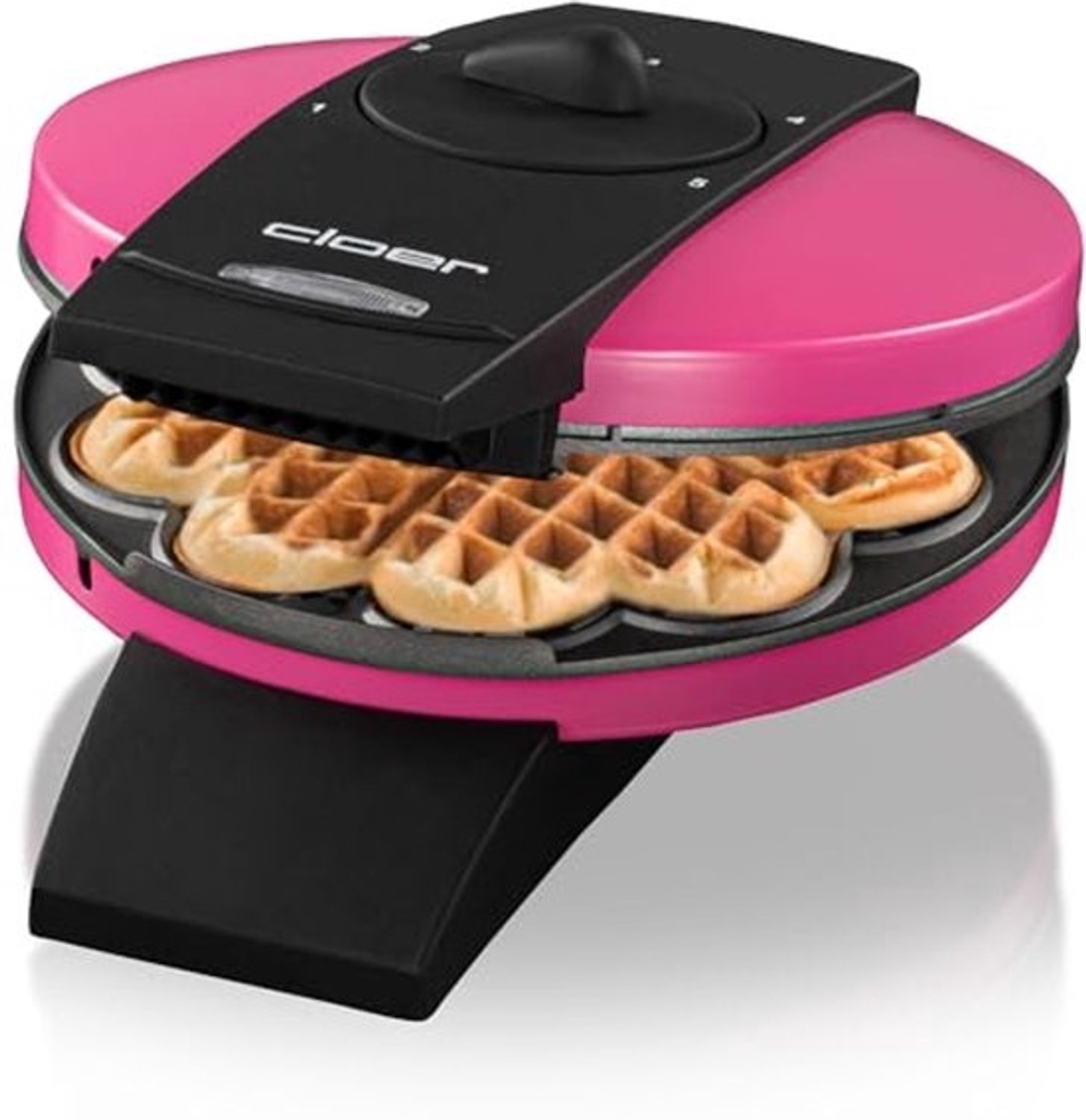 Hartjeswafelijzer - Apparaat voor wafels - Zelf wafels bakken - Traploos verstelbare bruining - 16.5 cm - Roze