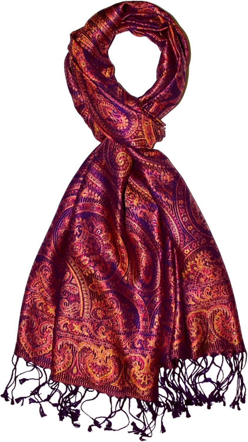 Luxe Heren Sjaal 100% Zijde Jacquard Geweven Paisley Patroon