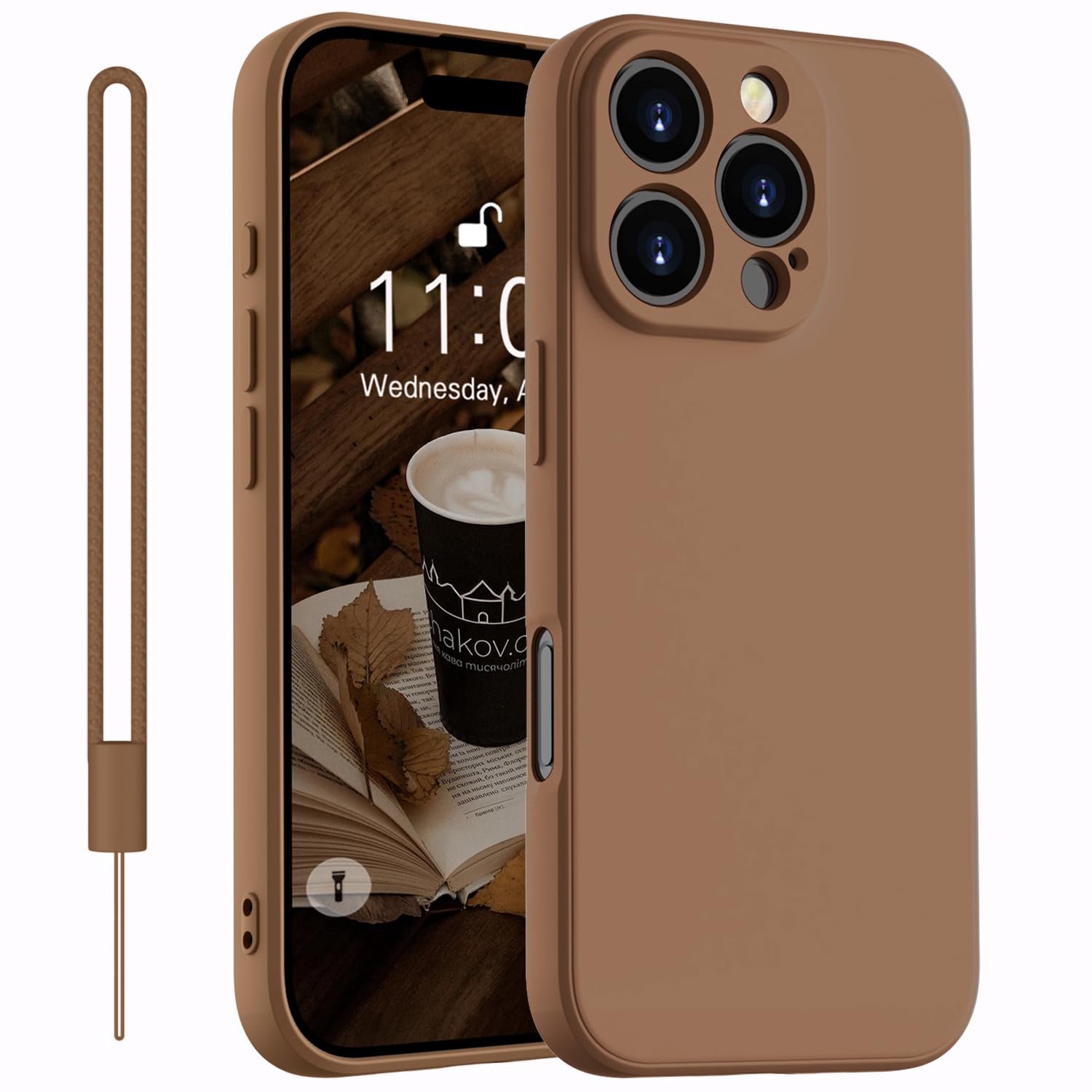iPhone 16 Pro Max Hoesje - Dunne Siliconen Beschermcase met Microfiber, Bruin