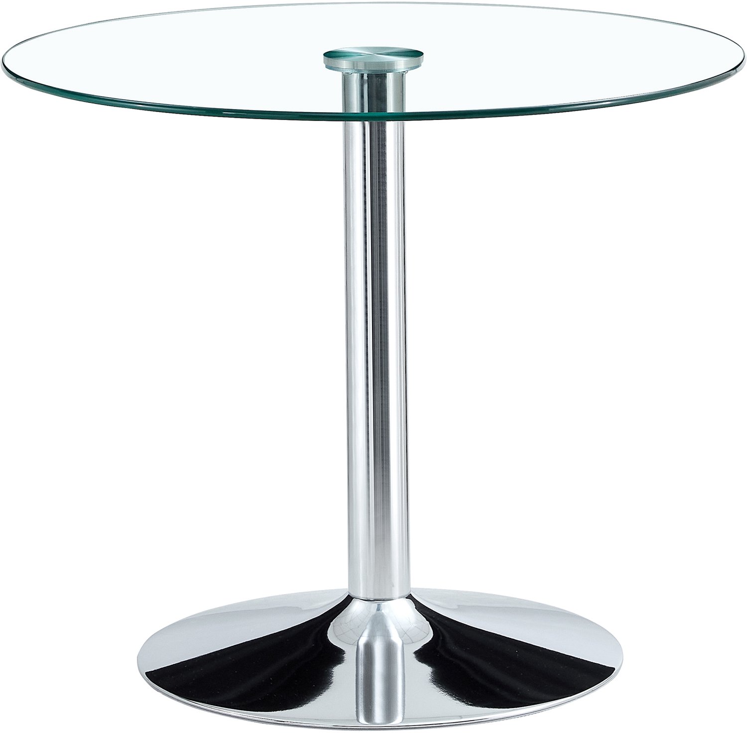 MUVANO Ronde glazen eettafel - Compacte tafel - Transparant blad met metalen onderstel - Diameter 85 cm, hoogte 76 cm - Voor eetkamer en café - Zilver