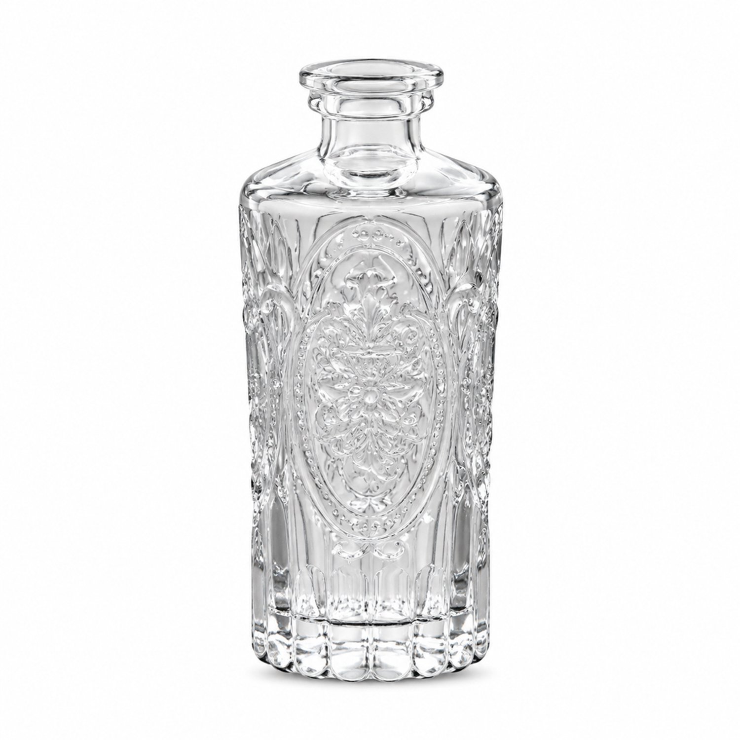 SWGOTA Retro glazen vaas met hoogreliëf - Transparant, cilindervormig met smalle hals - Hoogte 12,5 cm - Voor kunstbloemen - In kartonnen doos