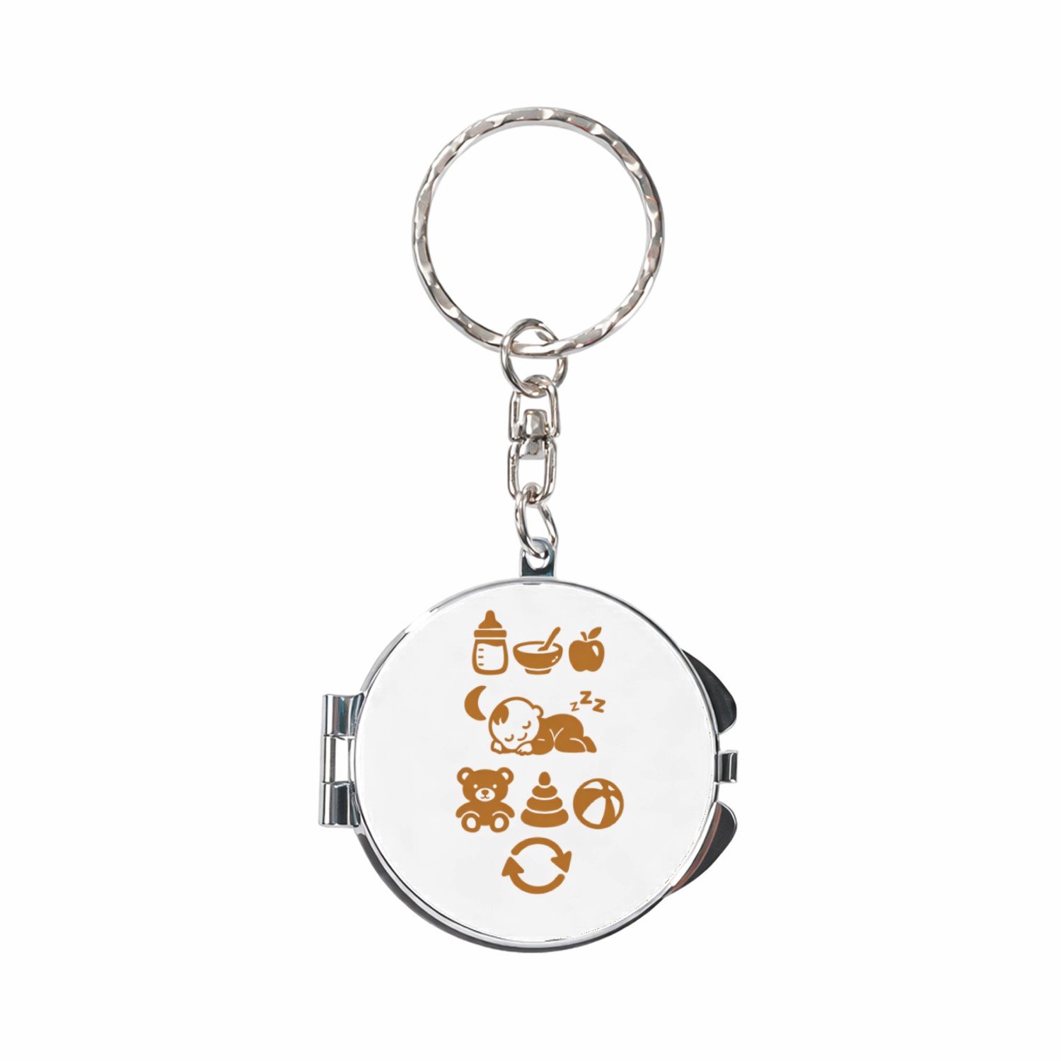 Mr Cadeautjes Sleutelhanger rond ~4,5 cm met spiegel - design Een vergelijkbare ritmegrap met een andere dagindeling en ee | cadeau