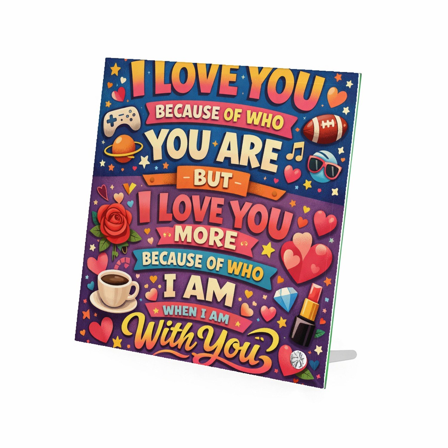 Mr Cadeautjes Glasframe 20 x 20 - design Him / her quote design | cadeau Wit