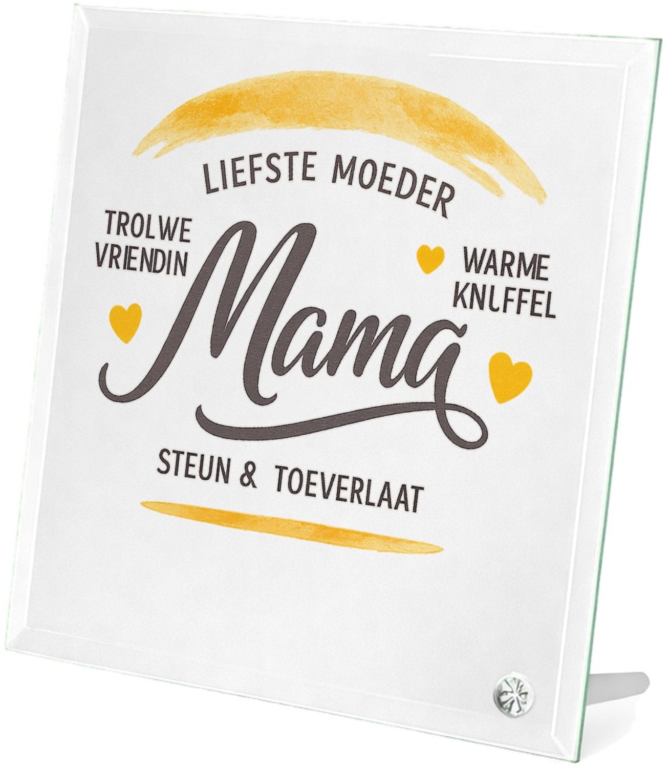 Mr Cadeautjes Glasframe 20 x 20 - design Een warme, persoonlijke typografische print met een opvallen | cadeau Wit