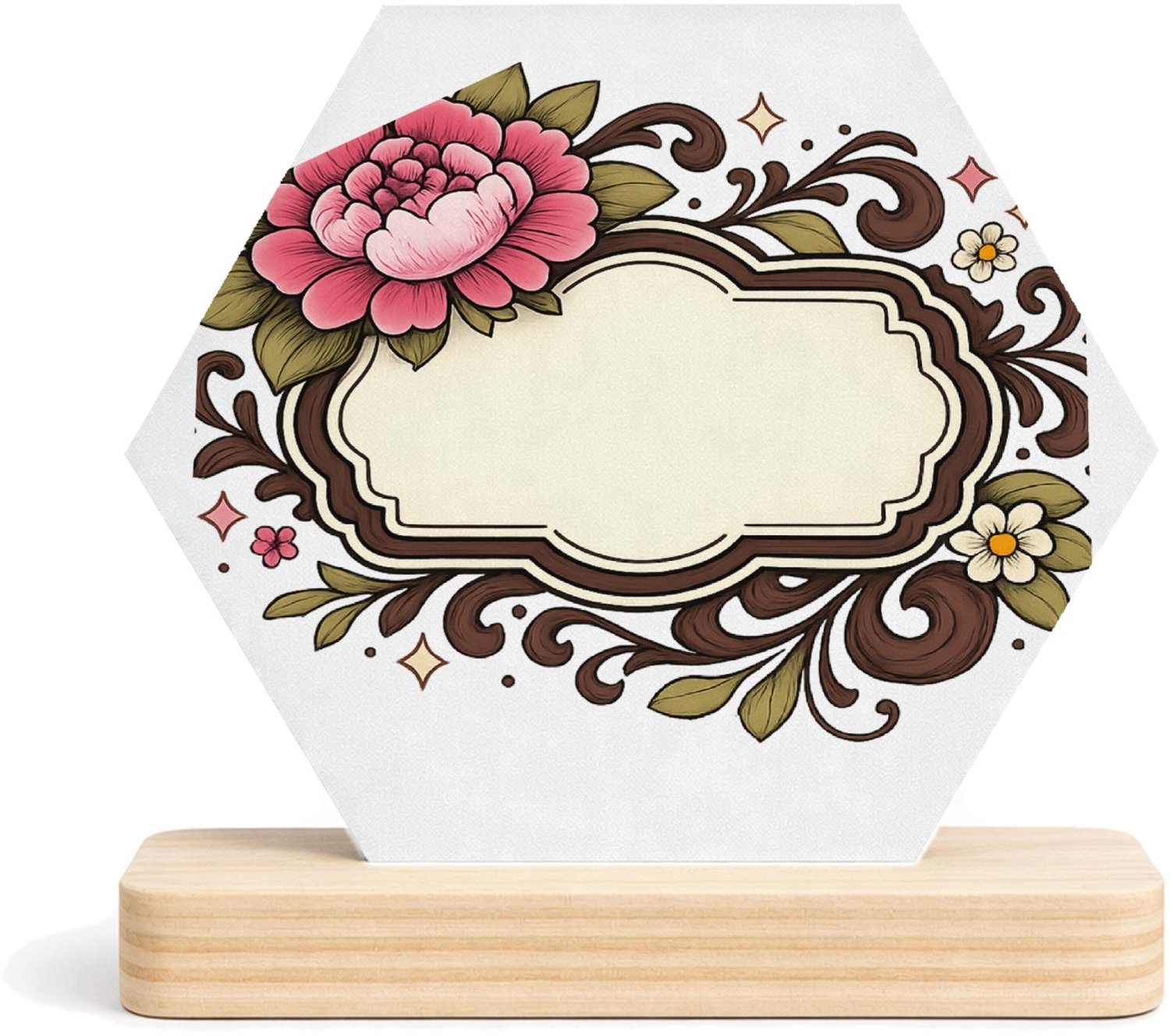 Mr Cadeautjes MDF fotolijst/inleg hexagon 14 x 13 - design Een warme, persoonlijke complimentkaart in een botanisch kad | cadeau Wit