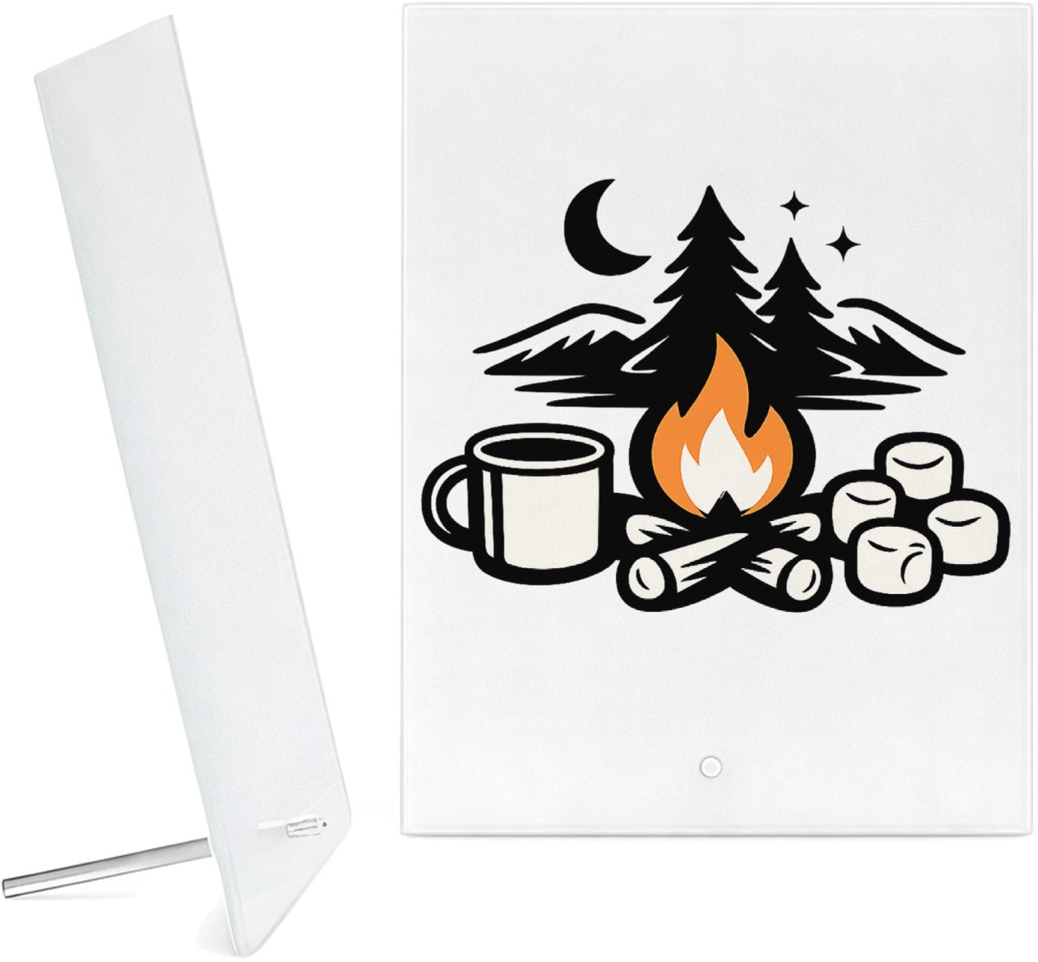 Mr Cadeautjes Glazen fotopaneel Gezellige herfst-camping quote met warme sfeer en een speels - 15 x 20 cm, staand - glas, decoratie, wanddecoratie | cadeau Wit