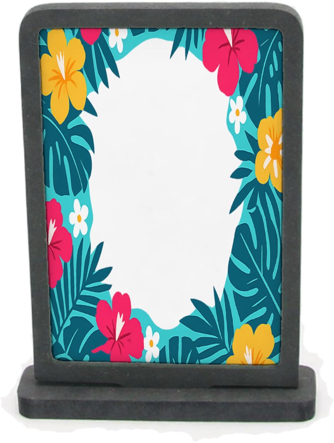 Mr Cadeautjes Houten fotolijst rechthoek met MDF inleg - design Fris botanisch herhaalpatroon met een speels centraal labelv | cadeau Wit