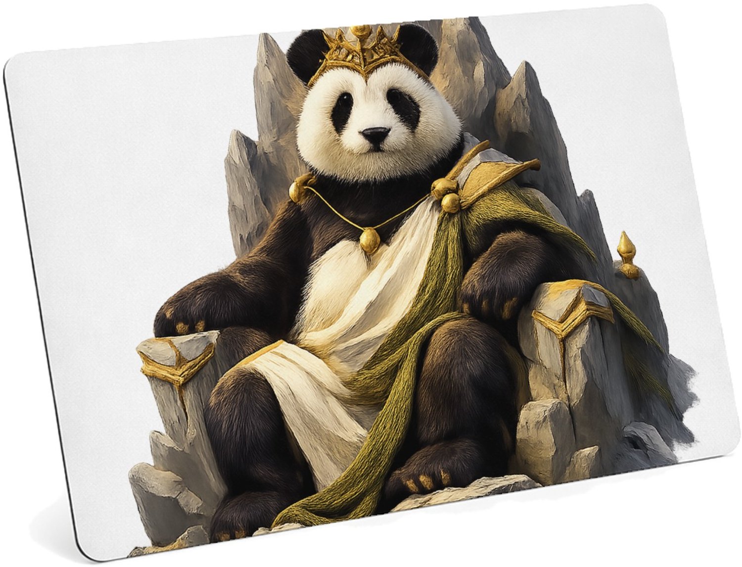 Mr Cadeautjes MDF magnetische fotolijst 28 x 19 - design Een trotse panda op een minimalistische bergtroon met wind e | cadeau Wit