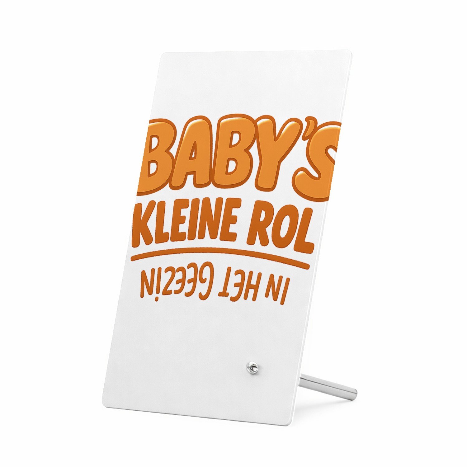 Mr Cadeautjes Glasframe 11 x 16 - design Humoristische babyboodschap met omgekeerde typografie | cadeau Wit