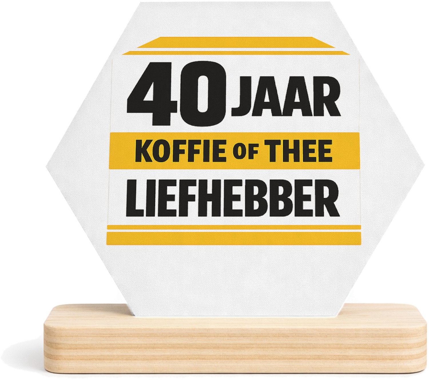 Mr Cadeautjes MDF fotolijst/inleg hexagon 14 x 13 - design Humoristische jubileumopdruk rond een favoriete drank in een | cadeau Wit