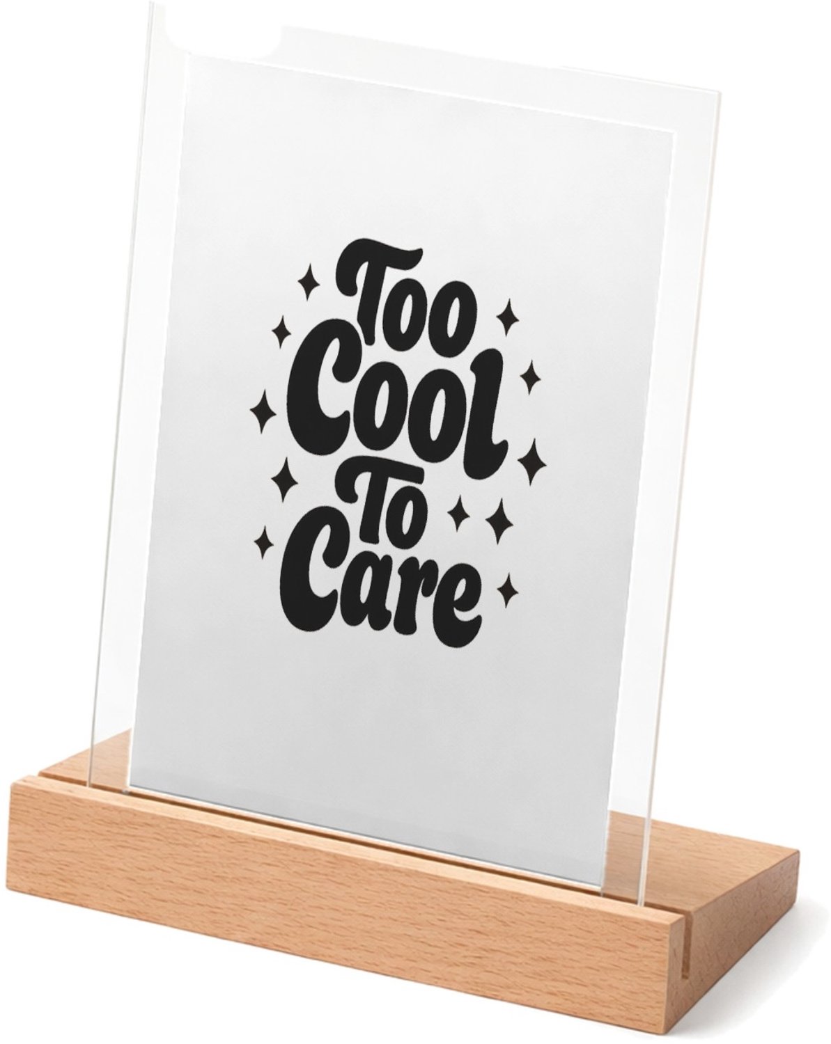 Mr Cadeautjes Glasframe met vaste tekst - design Grote retro tekst met speelse symmetrische sterren rond een | cadeau Wit