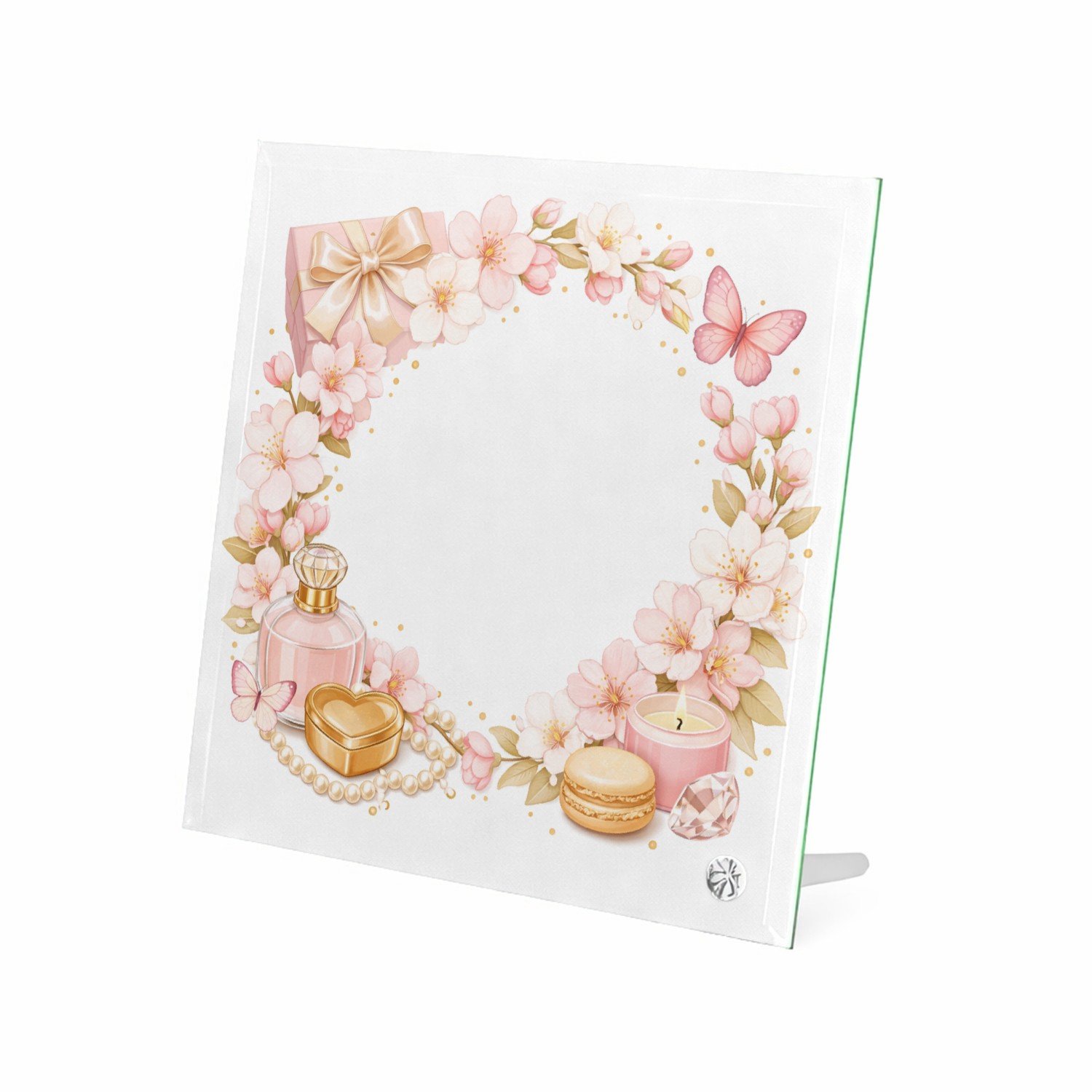Mr Cadeautjes Glasframe 20 x 20 - design Romantische seizoenskrans met cadeau-gevoel | cadeau Wit