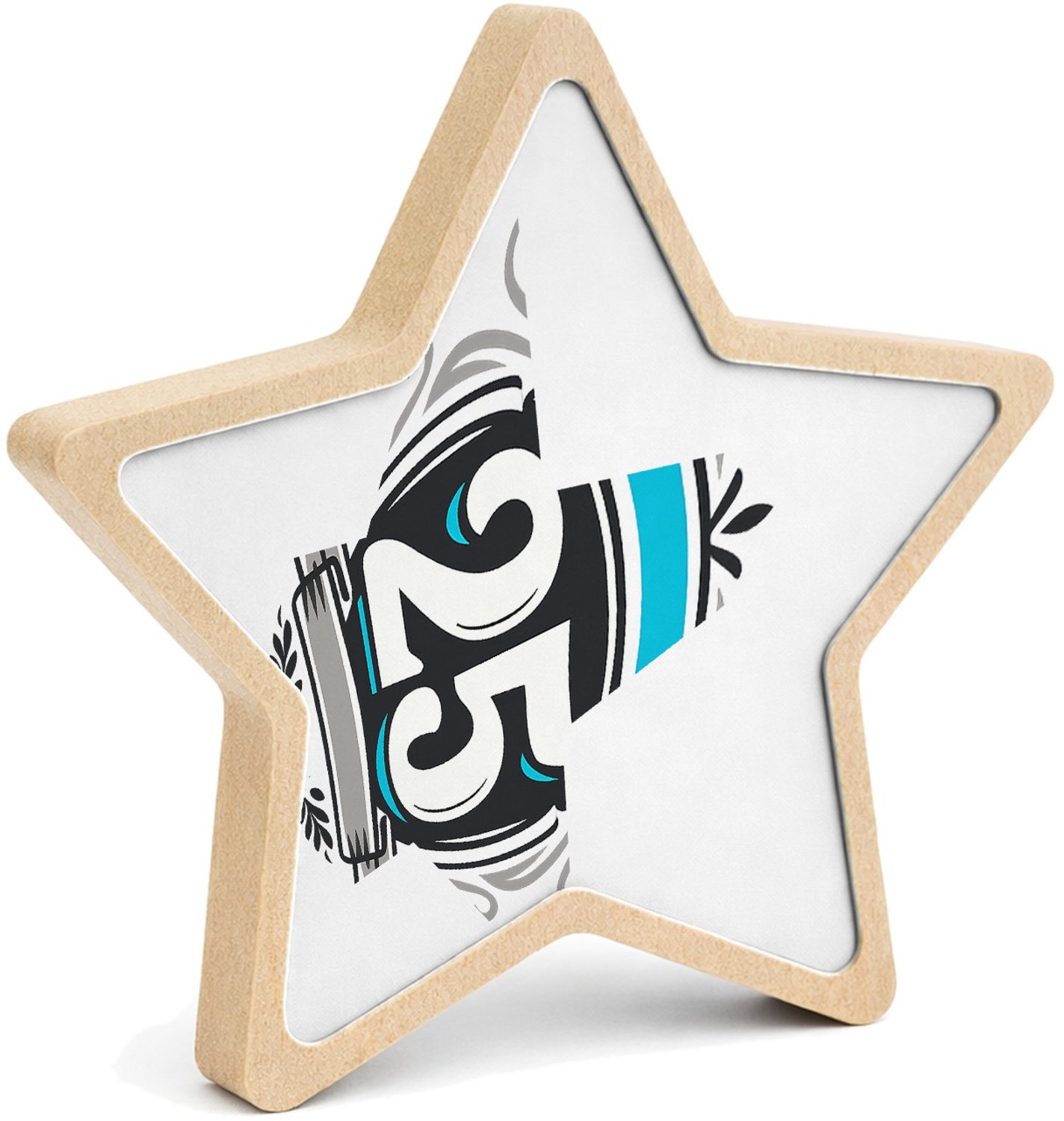 Mr Cadeautjes MDF fotolijst ster 14 x 13,5 - design Retro embleem met een groot jaartal en sportieve omlijsting | cadeau Wit