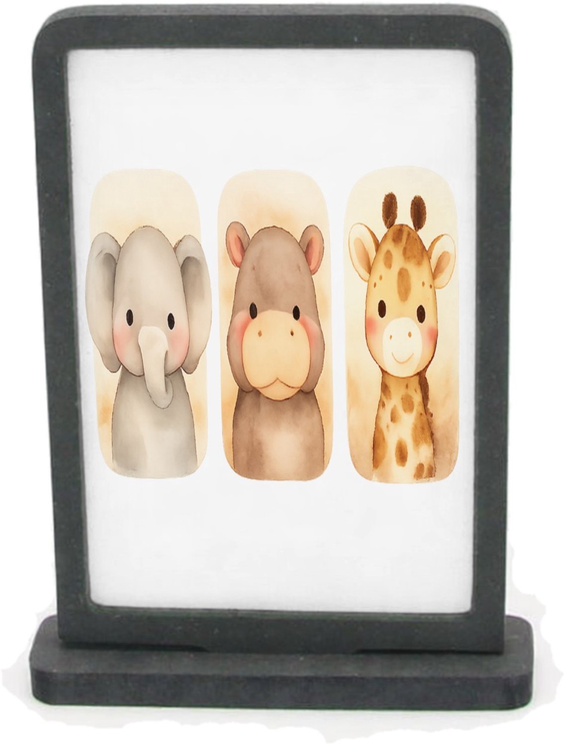 Mr Cadeautjes Houten fotolijst rechthoek met MDF inleg - design Safari duo in afgeronde panelen | cadeau Wit