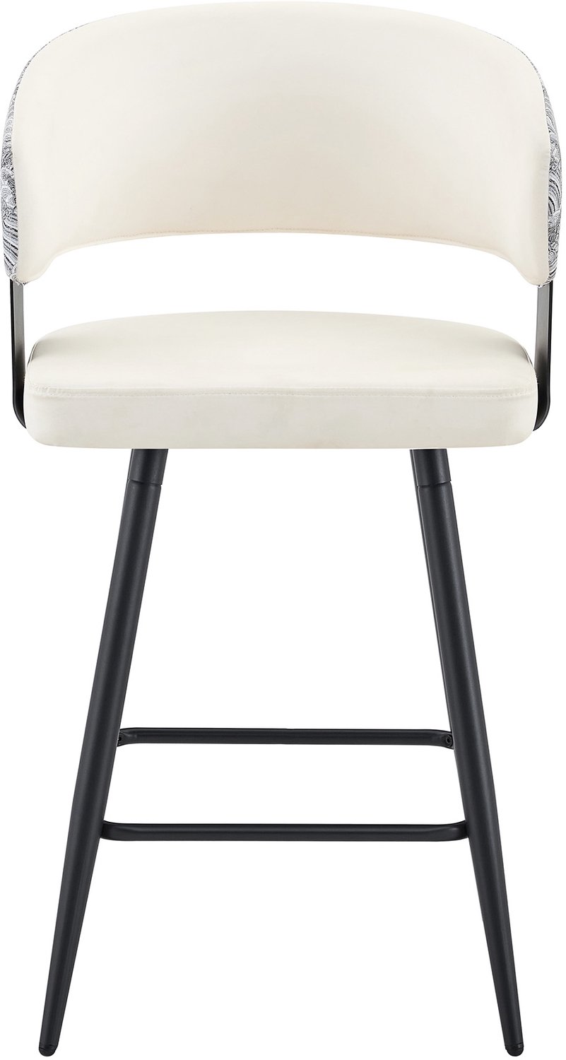 MUVANO Witte barkrukken set van 2 - Keukenkrukken met rugleuning en voetensteun - Kunstleer en metalen onderstel - Zithoogte 64 cm - Voor kookeiland