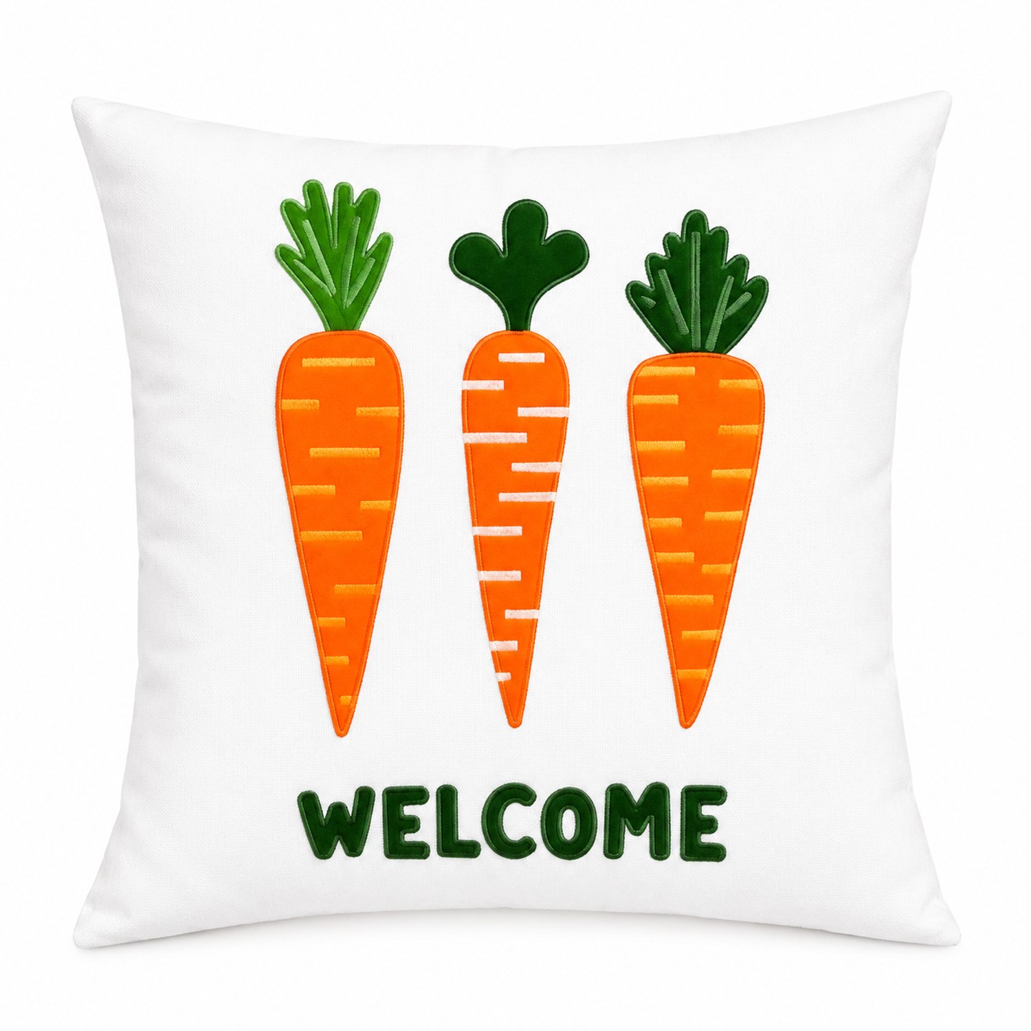 SWGOTA Decoratieve paaskussenhoes 45 x 45 cm - Polyester - Wit met wortelprint en WELCOME - Voor de bank