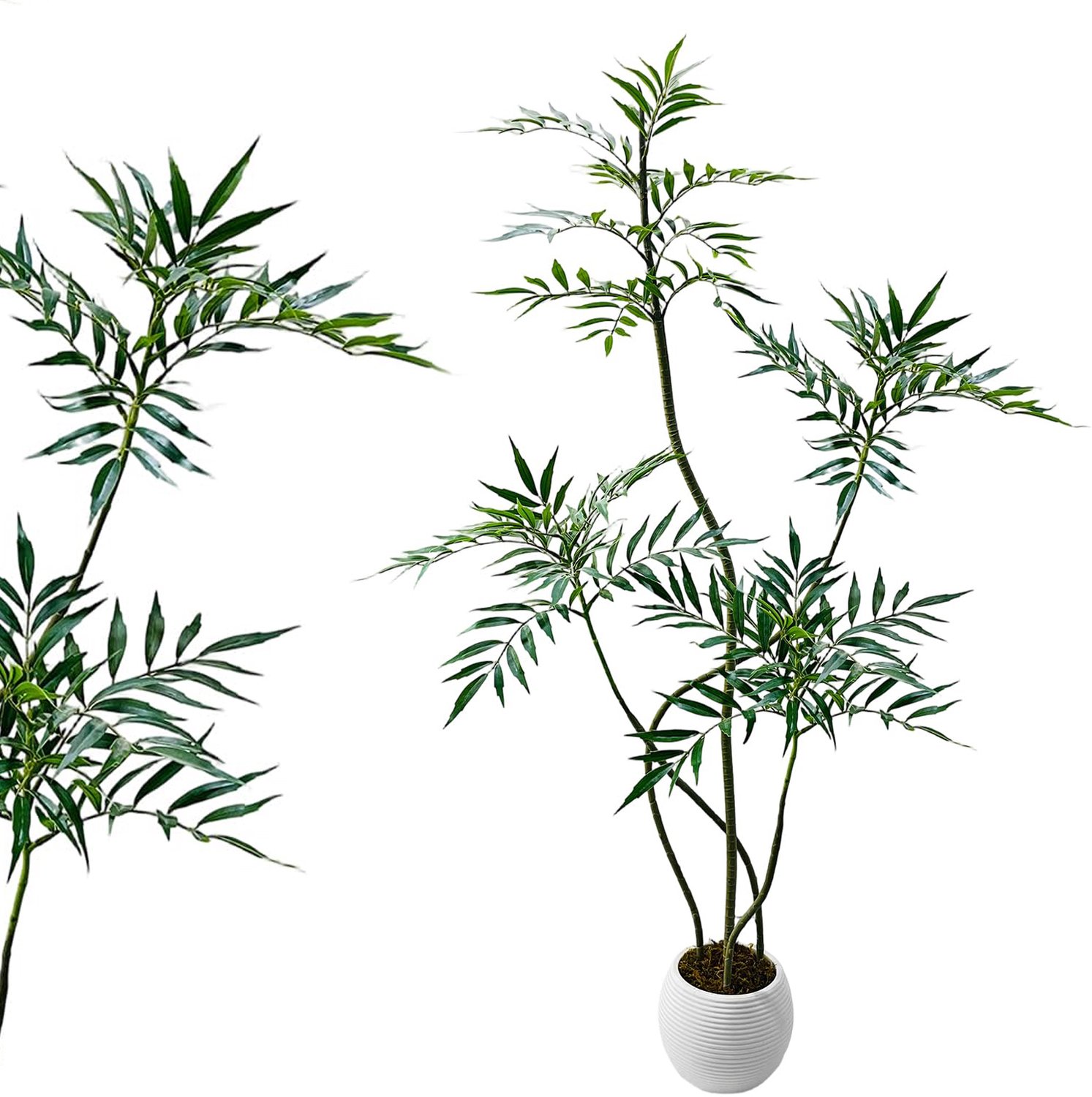 HOERFURIY Kunstplant Mahonia 210 cm - Meerstammige Kunstboom met S-Vorm - Volle Groene Nep Plant voor Woonkamer, Hal en Kantoor - Onderhoudsvrij
