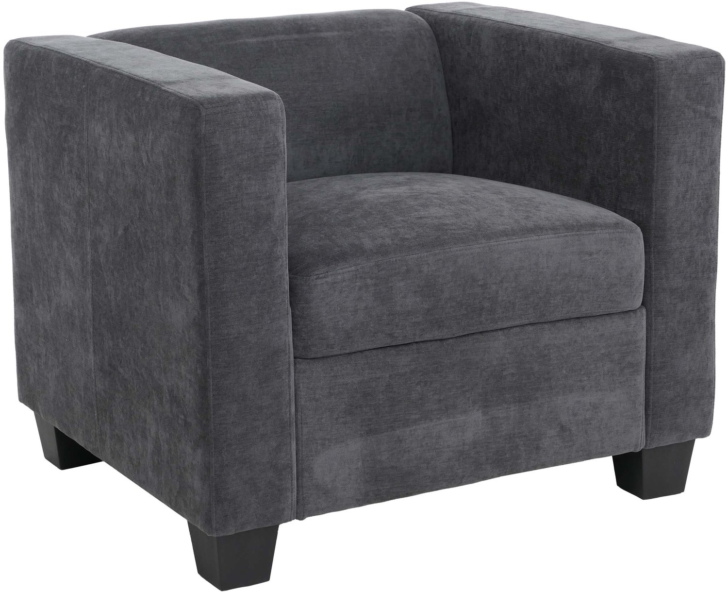 MCW Fauteuil Lille, loungefauteuil, gestoffeerde/cocktailfauteuil, Nosag-vering, stof/textiel chenille (260 g/m²) ~ donkergrijs