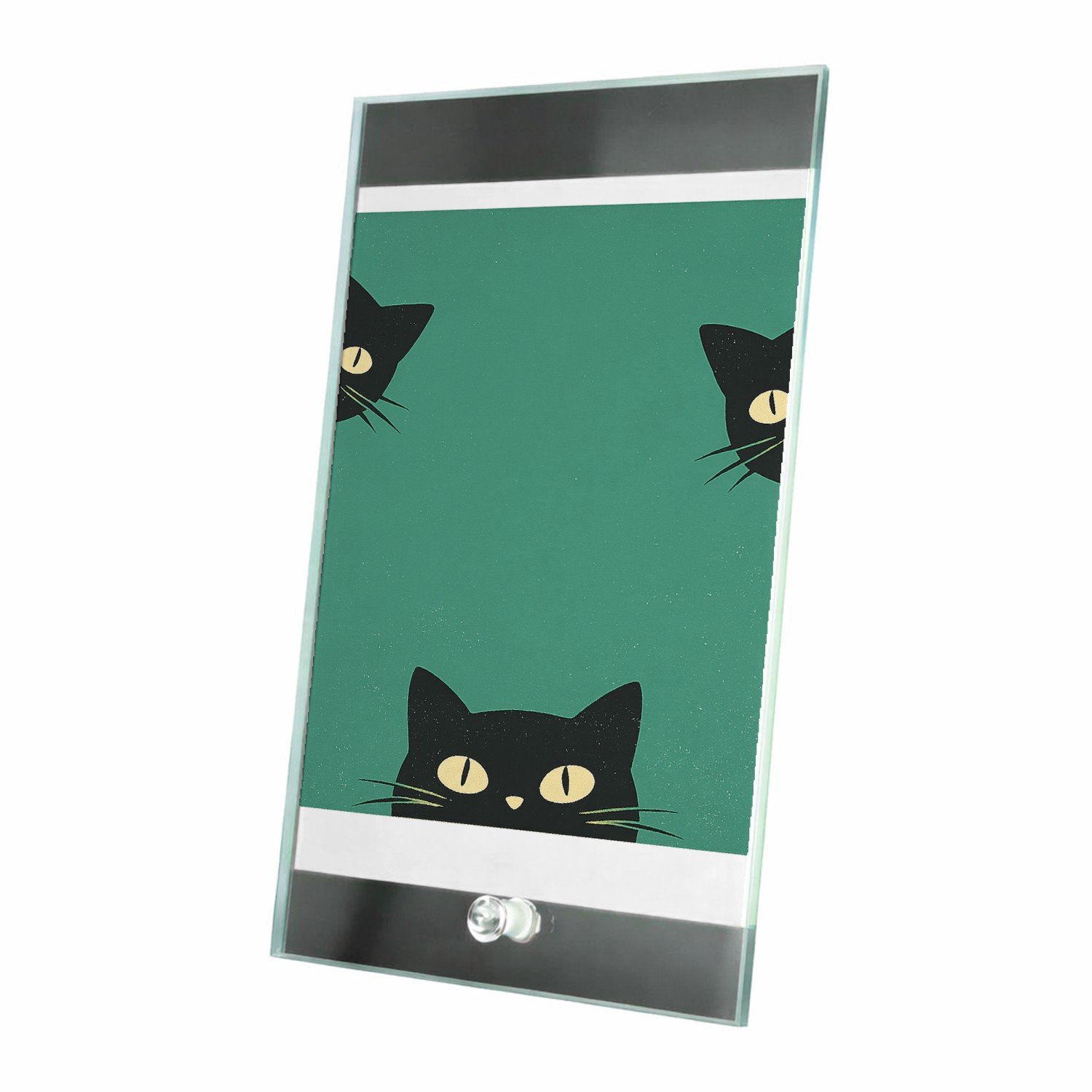 Mr Cadeautjes Glasframe 15 x 23 - design Drie speelse huisdier-silhouetten die vanuit de randen naar | cadeau Wit
