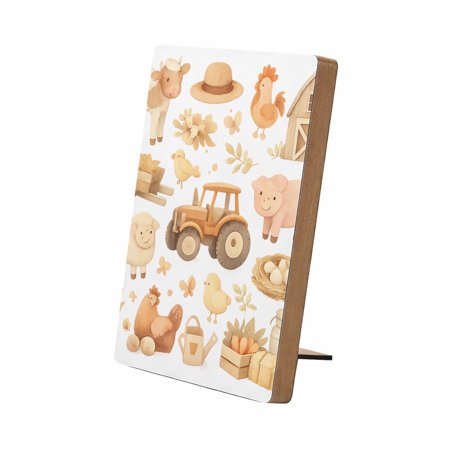 Mr Cadeautjes Glasframe/MDF 12,7 x 17,8 - design Bosalfabet met dieren en planten in een zachte aquarelstijl | cadeau Wit