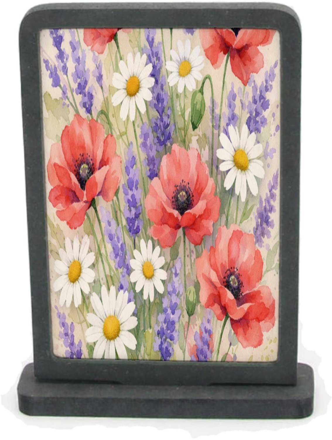 Mr Cadeautjes Houten fotolijst rechthoek met MDF inleg - design Aquarel wilde bloemen | cadeau Wit