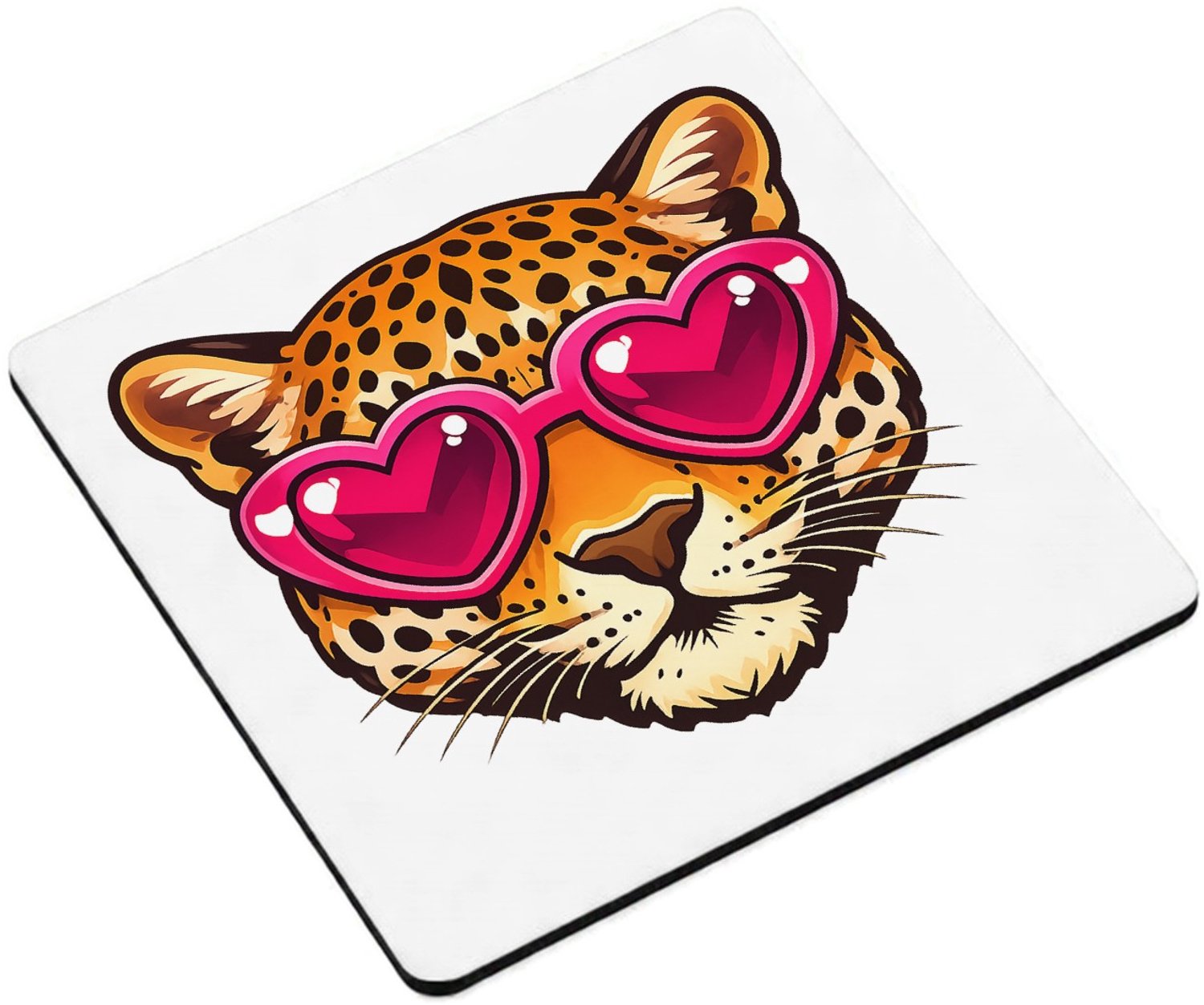 Mr Cadeautjes MDF magnetische fotolijst vierkant 9,5 - design Een opvallend dierenportret met een onverwachte mode-accesso | cadeau Wit