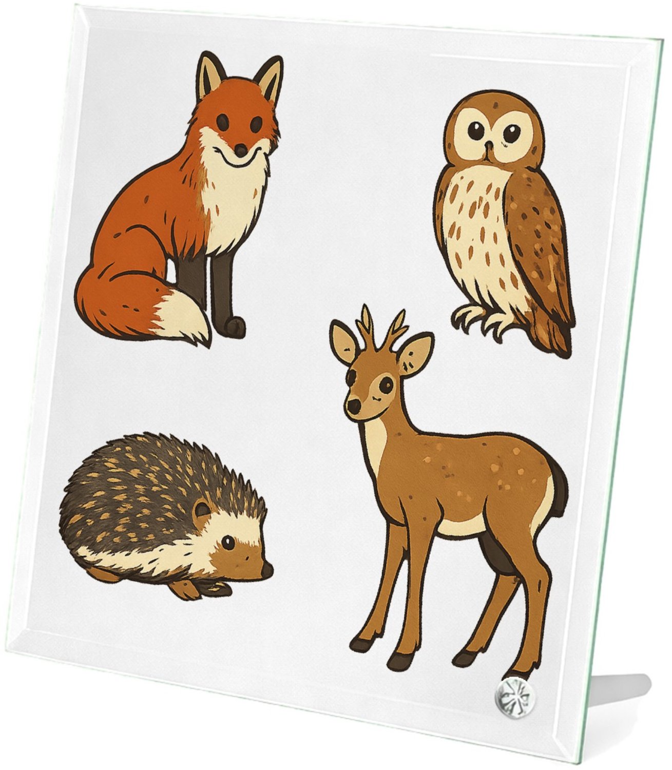 Mr Cadeautjes Glasframe 20 x 20 - design Een set van vier bosdieren in een vergelijkbare educatieve v | cadeau Wit