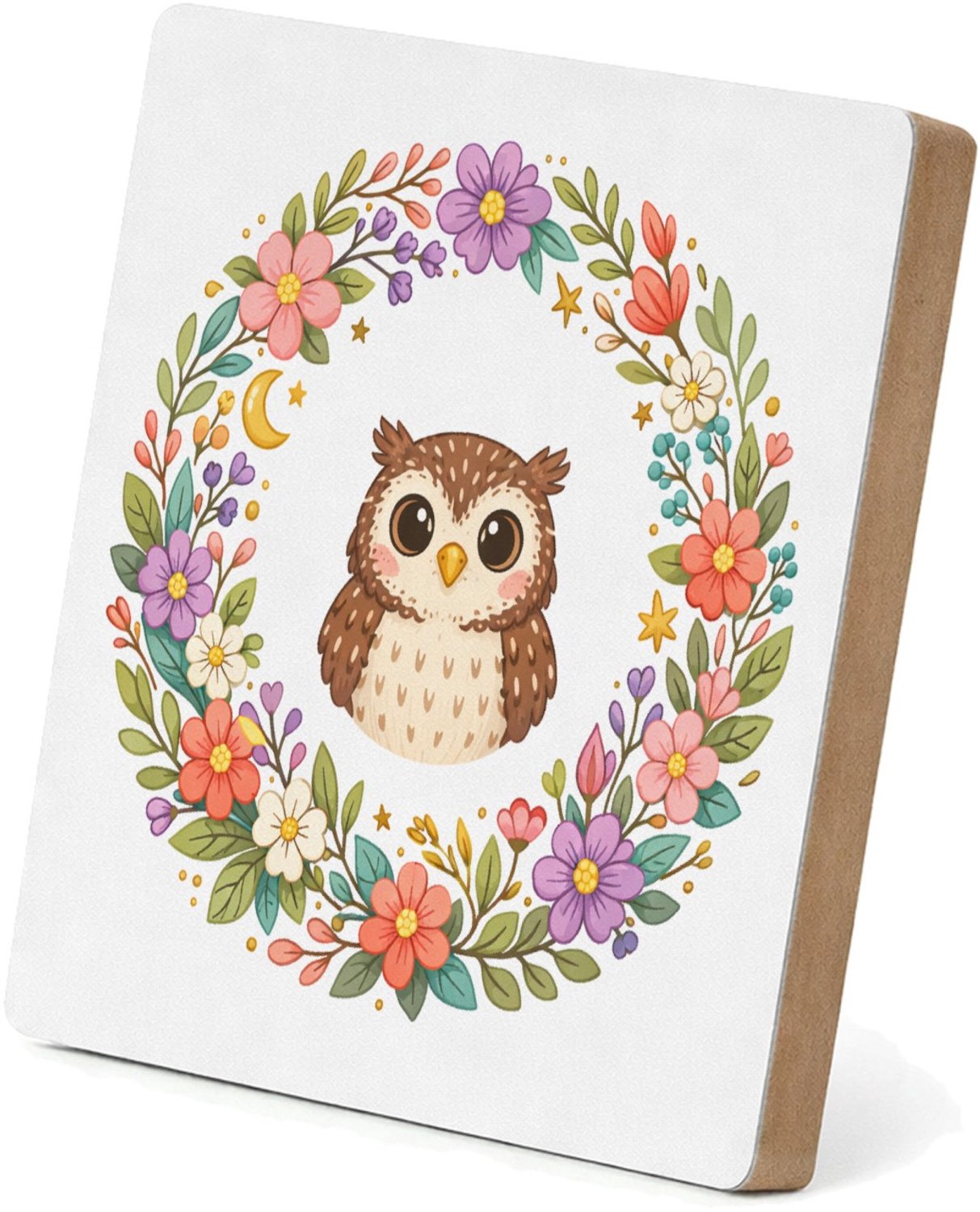 Mr Cadeautjes MDF staande fotolijst 15,2 x 15,2 - design Centrale emblematische cirkel met natuurdetails rond een die | cadeau Wit
