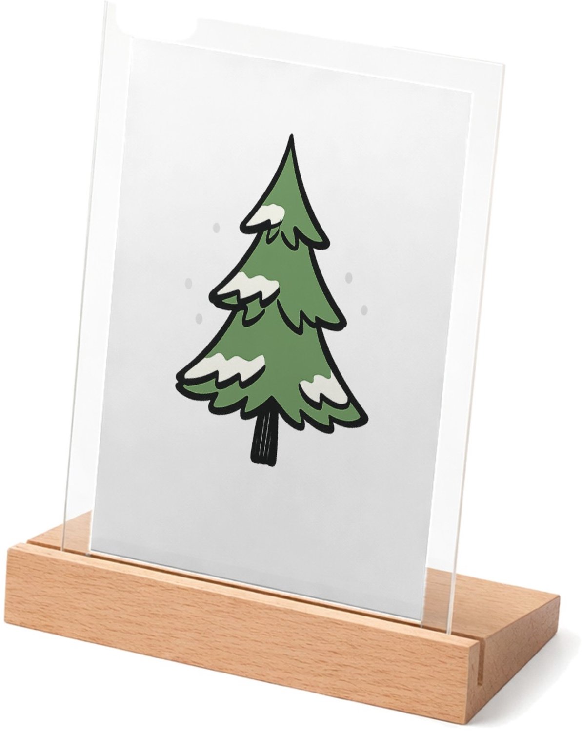 Mr Cadeautjes Glasframe met vaste tekst - design Een speelse winterboom opgebouwd uit losse penseelstreken en | cadeau Wit