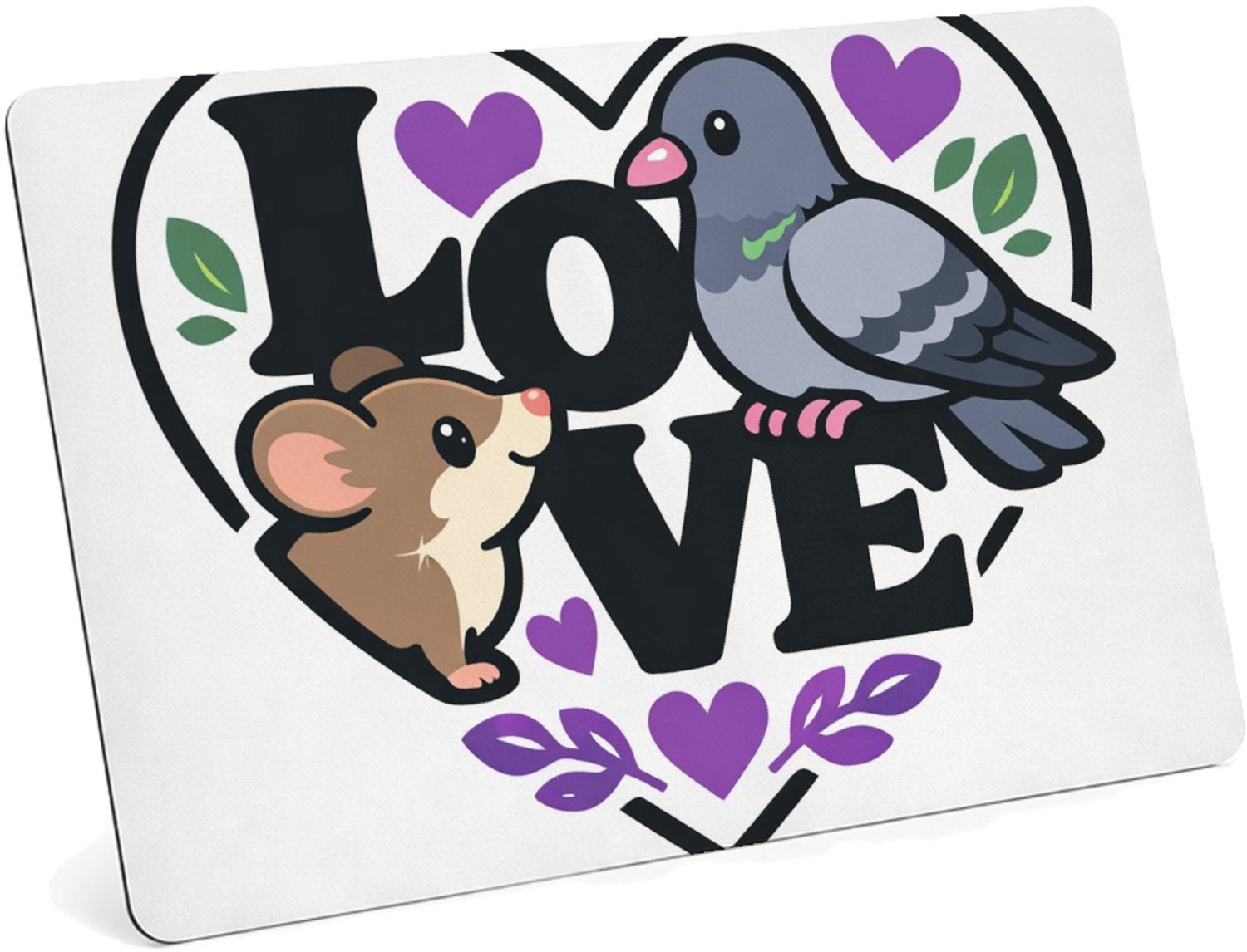 Mr Cadeautjes MDF magnetische fotolijst 28 x 19 - design Een romantische maar luchtige dierencombinatie waarbij een v | cadeau Wit